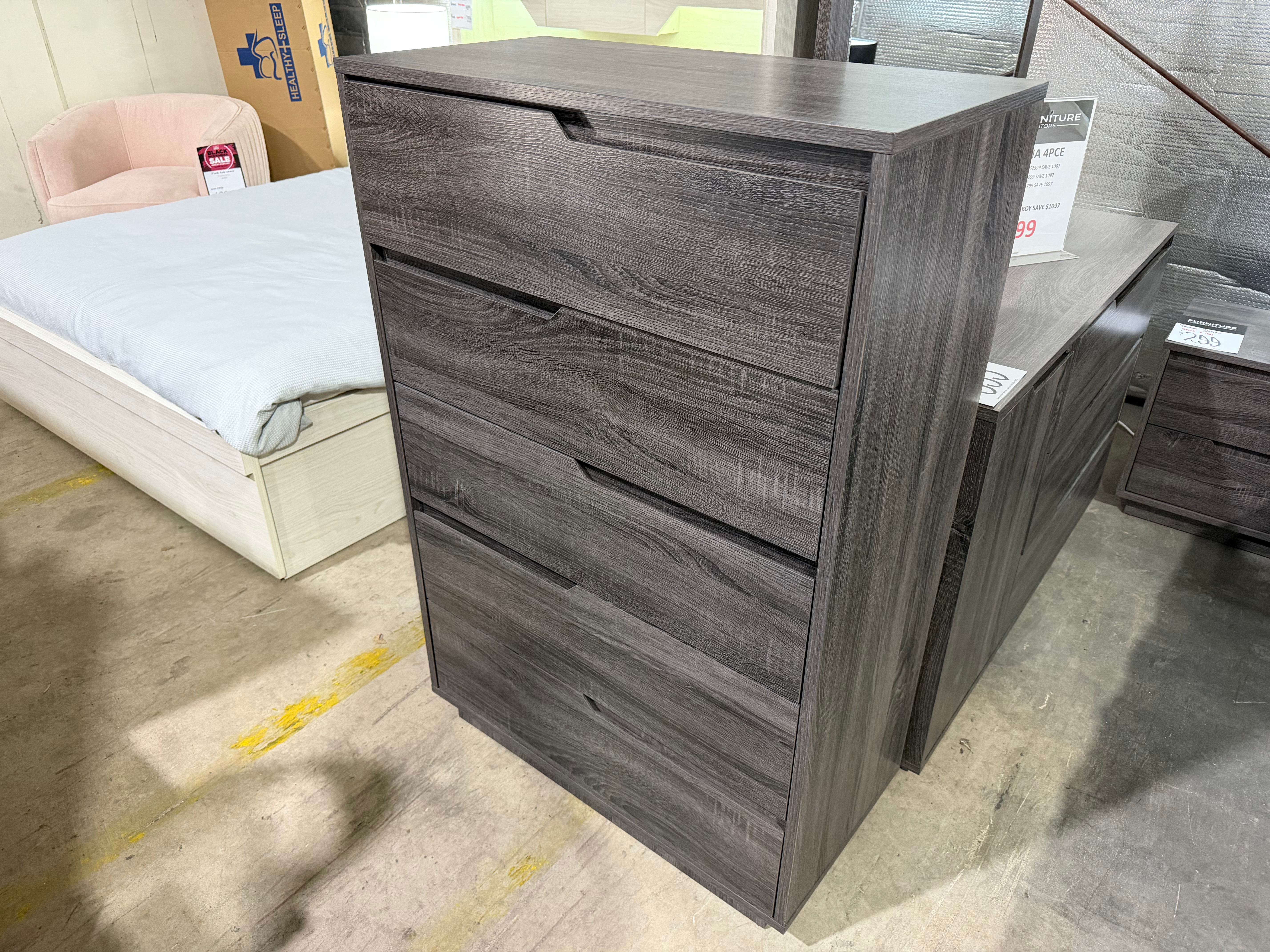 Vienna Tallboy in grey Bedroom Range