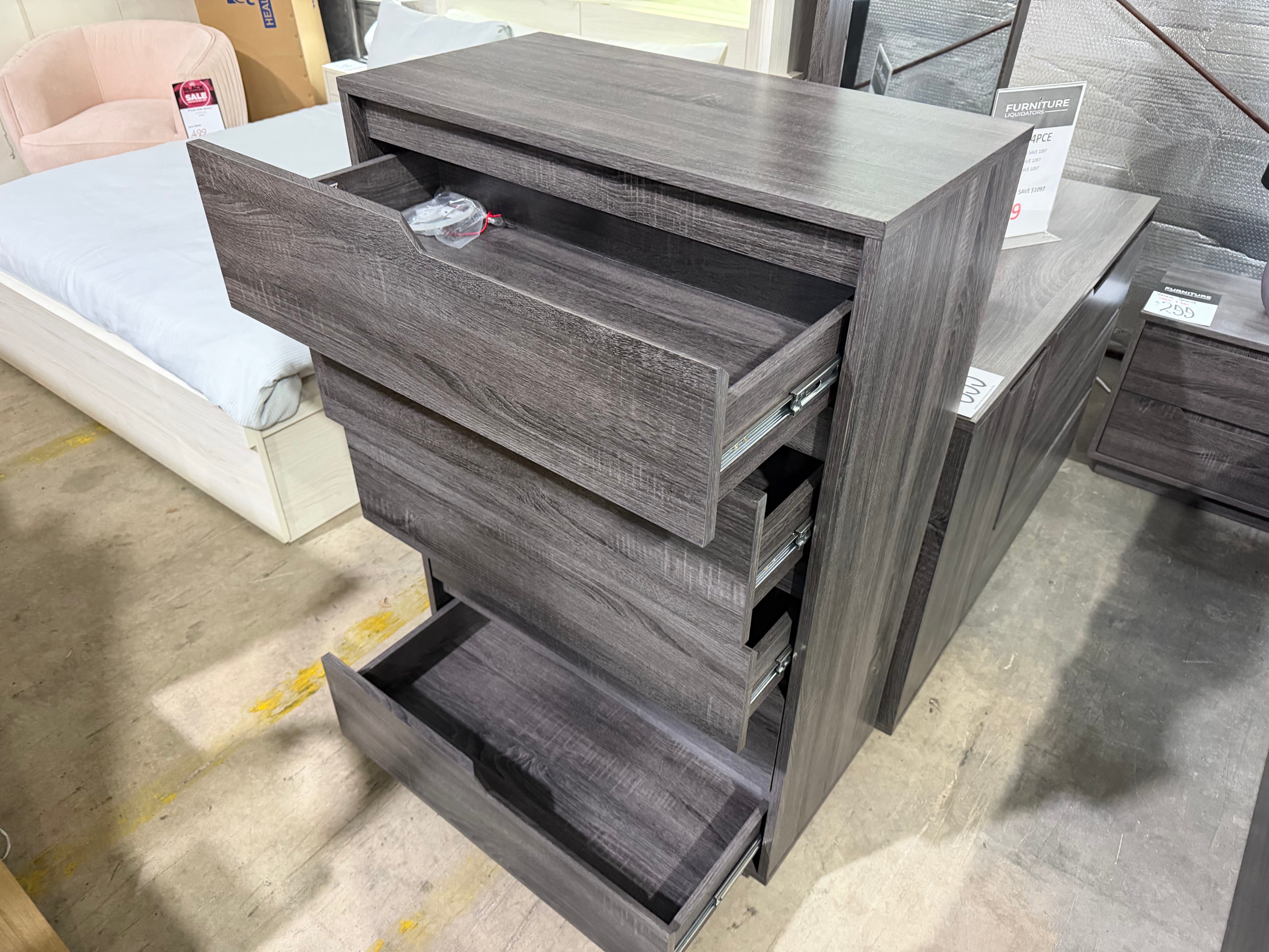 Vienna Tallboy in grey Bedroom Range