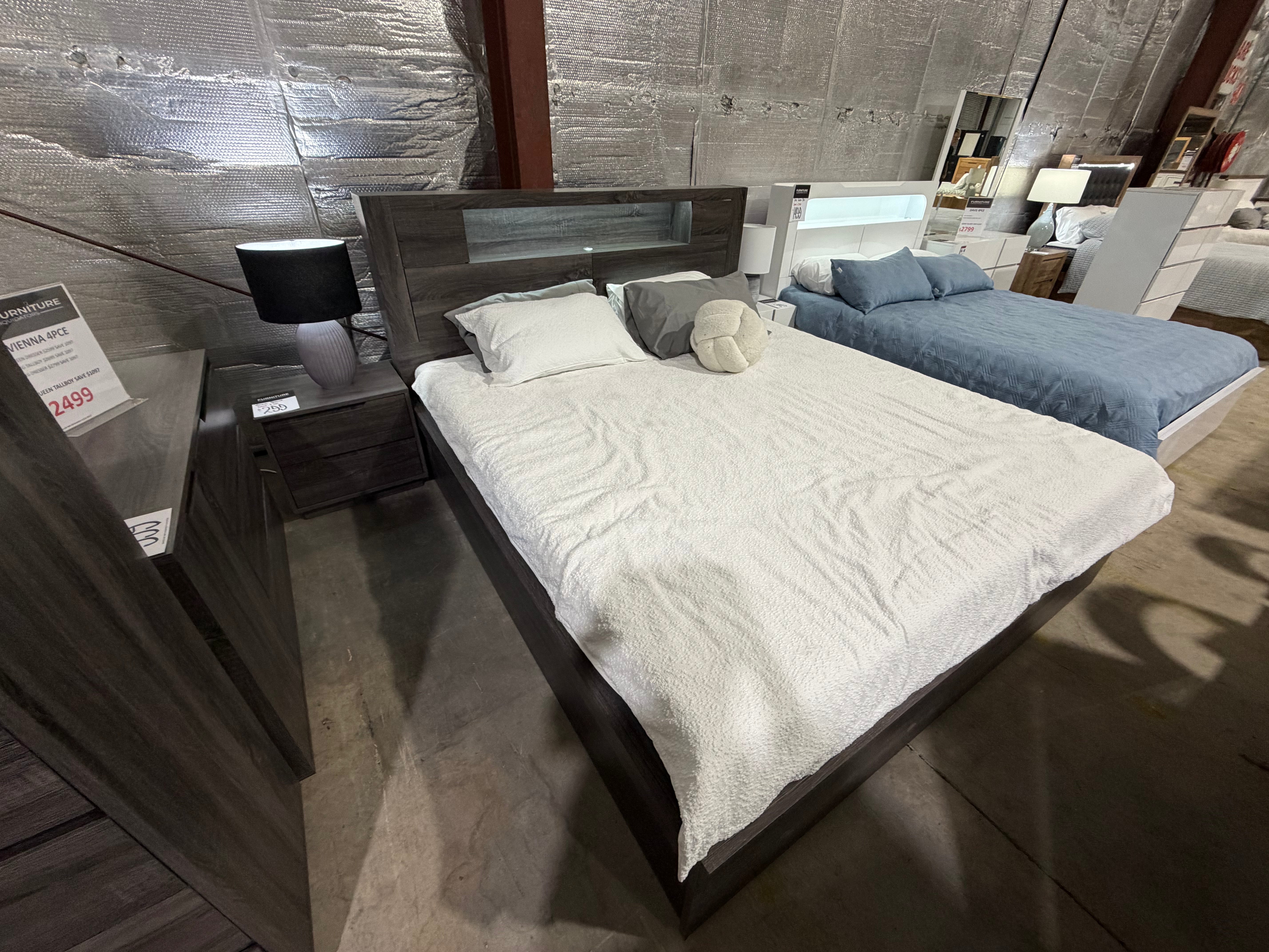 Vienna  queen size bed in grey (boston)