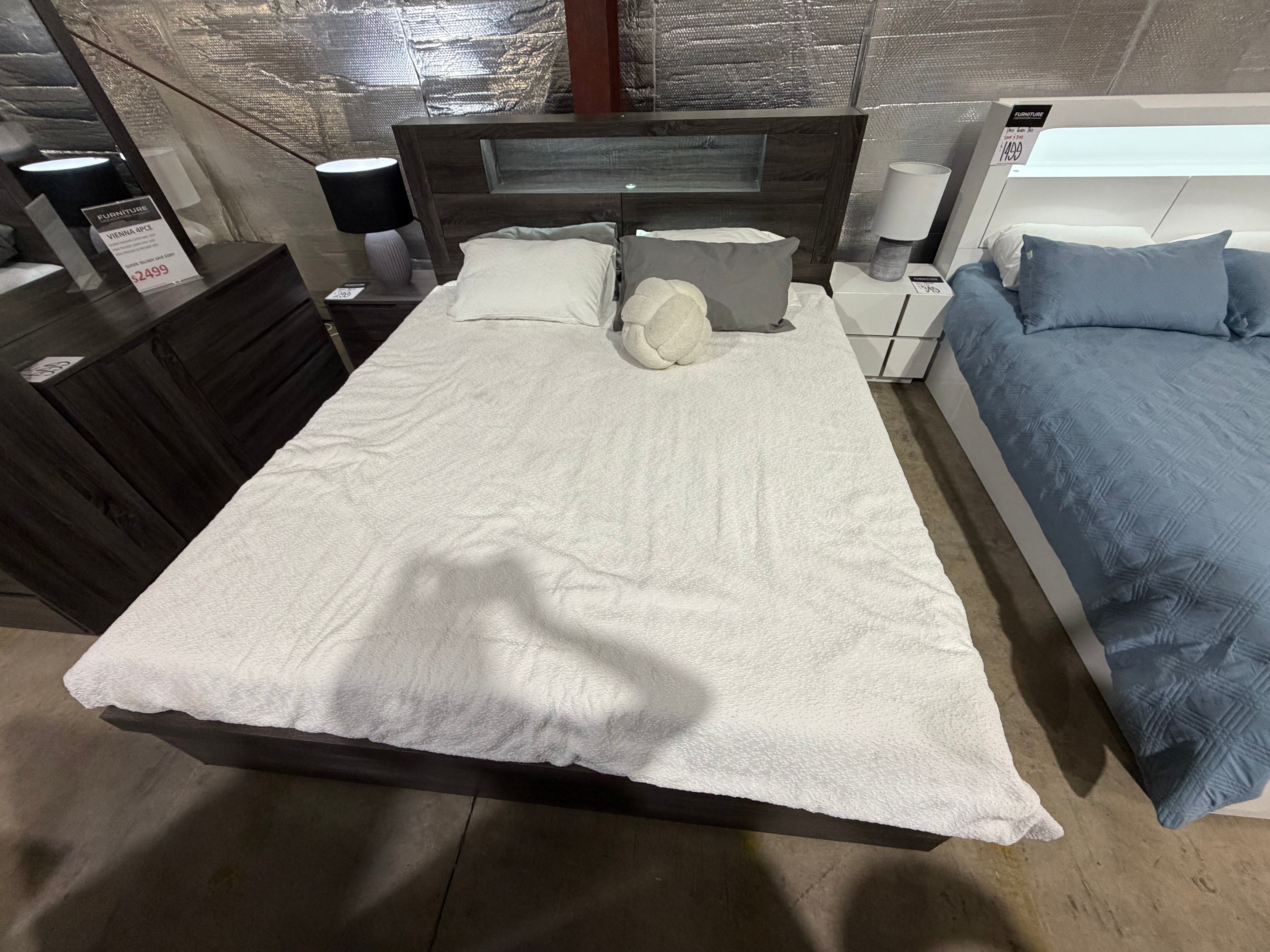 Vienna  queen size bed in grey (boston)