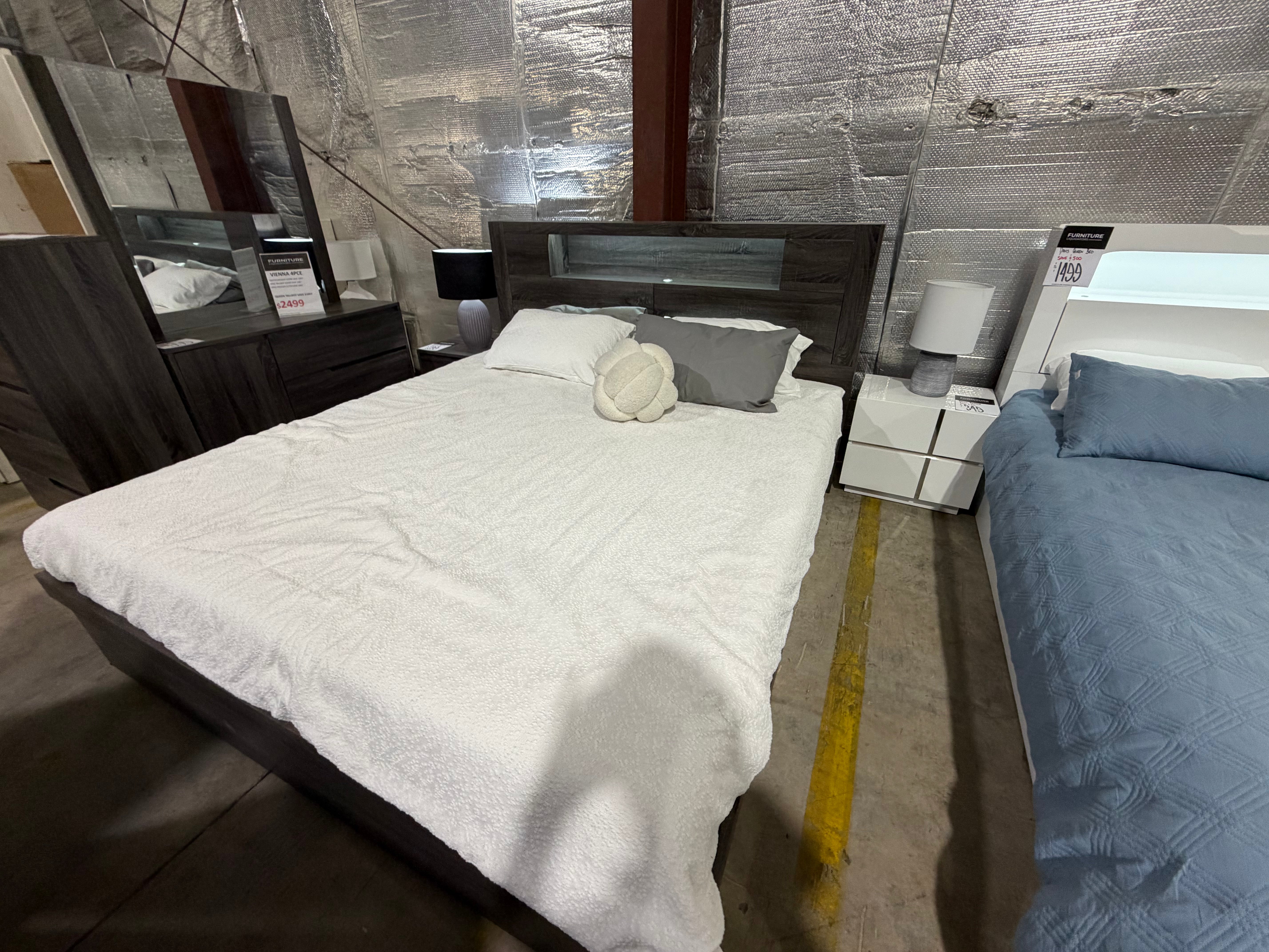 Vienna  queen size bed in grey (boston)