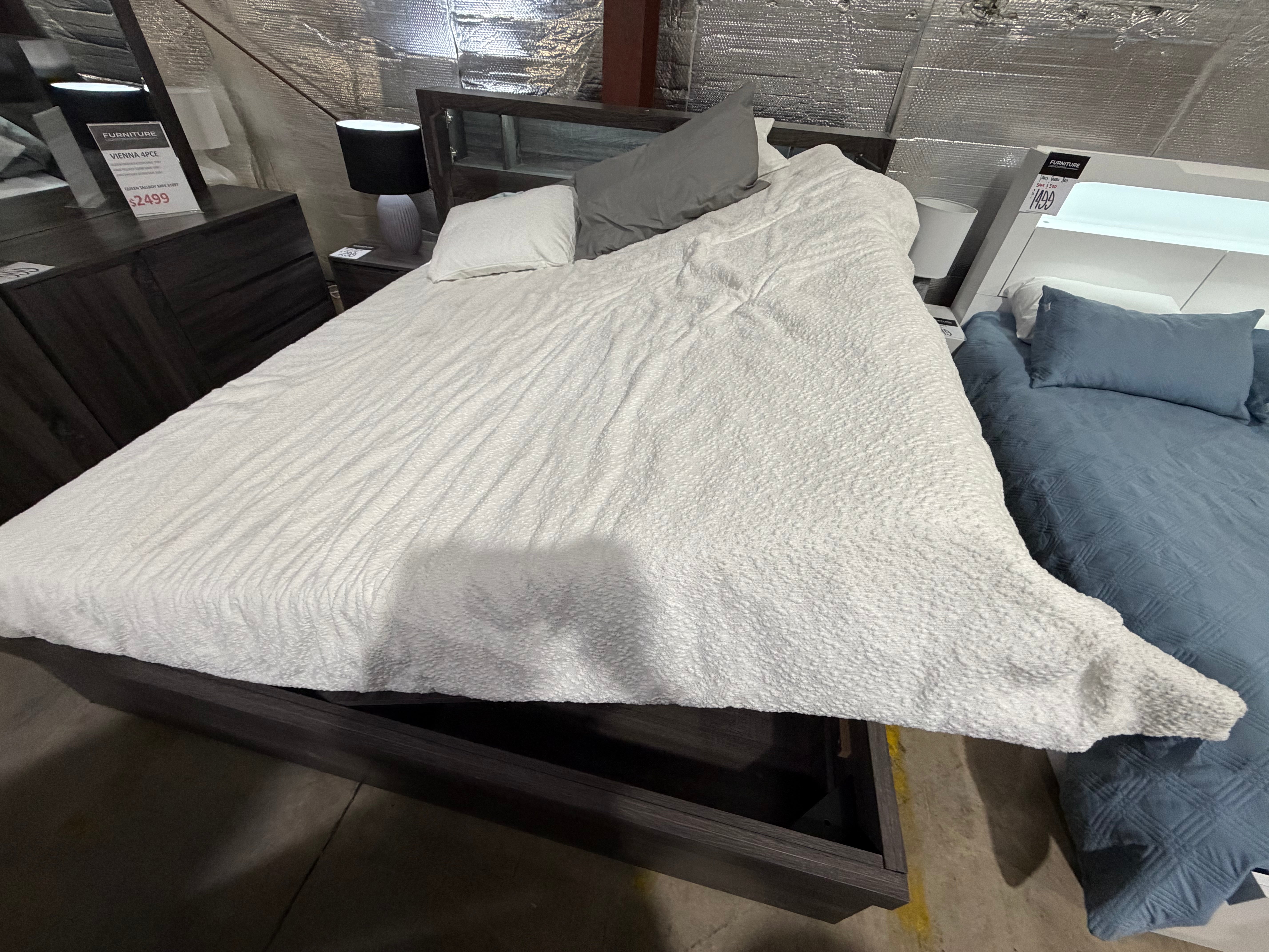 Vienna  queen size bed in grey (boston)