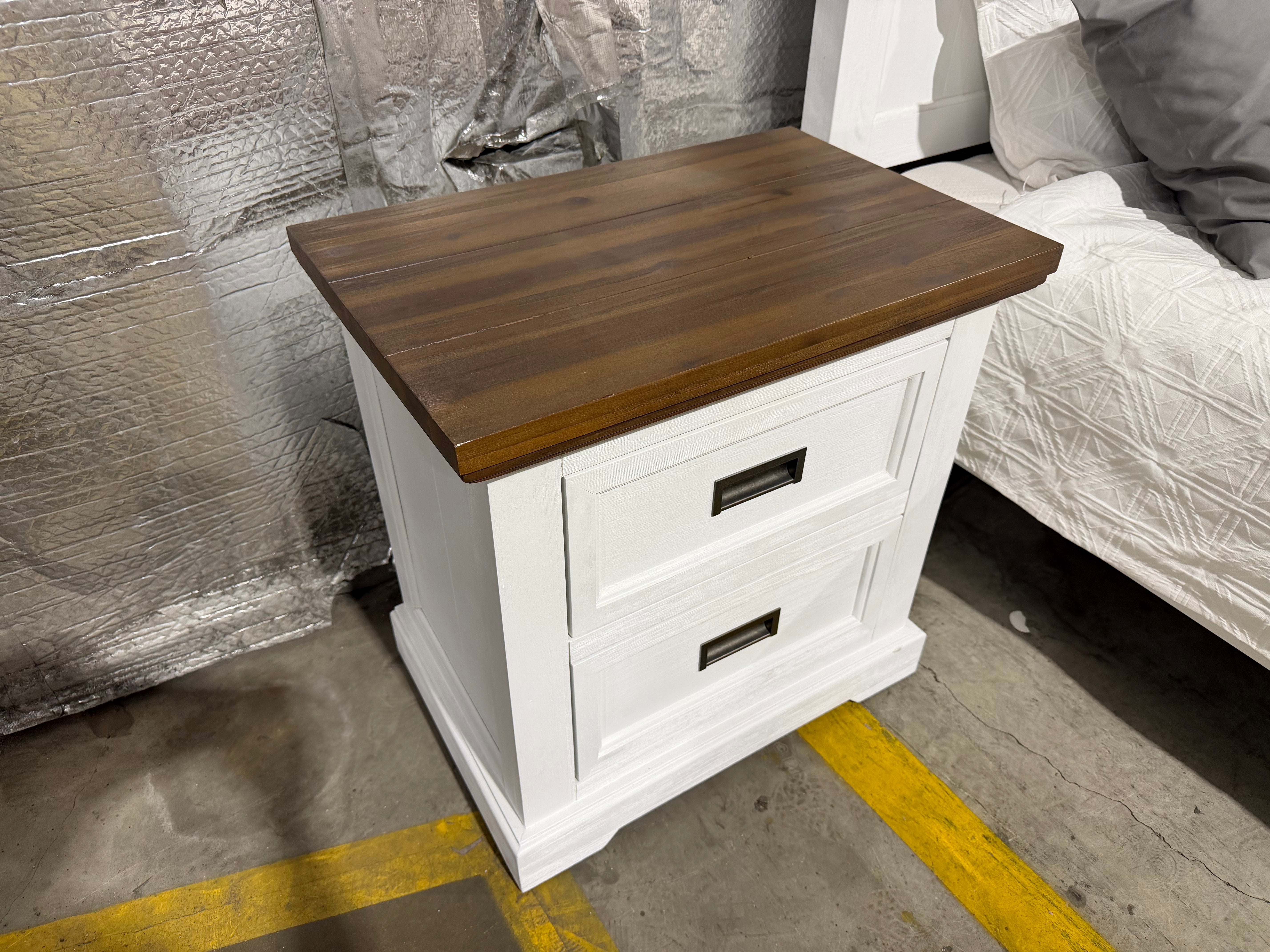 Hamptons bedside chest two tone finish