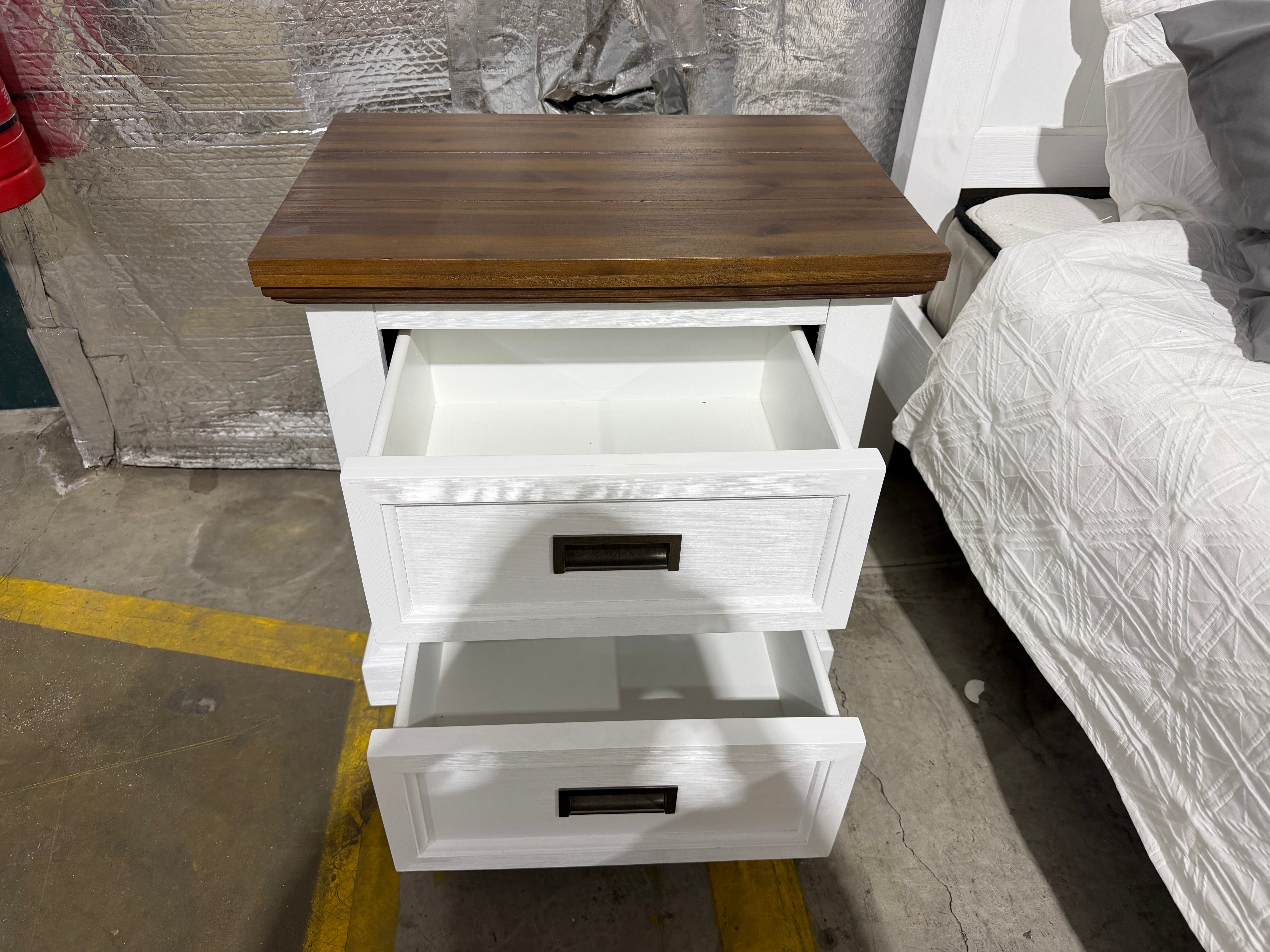 Hamptons bedside chest two tone finish