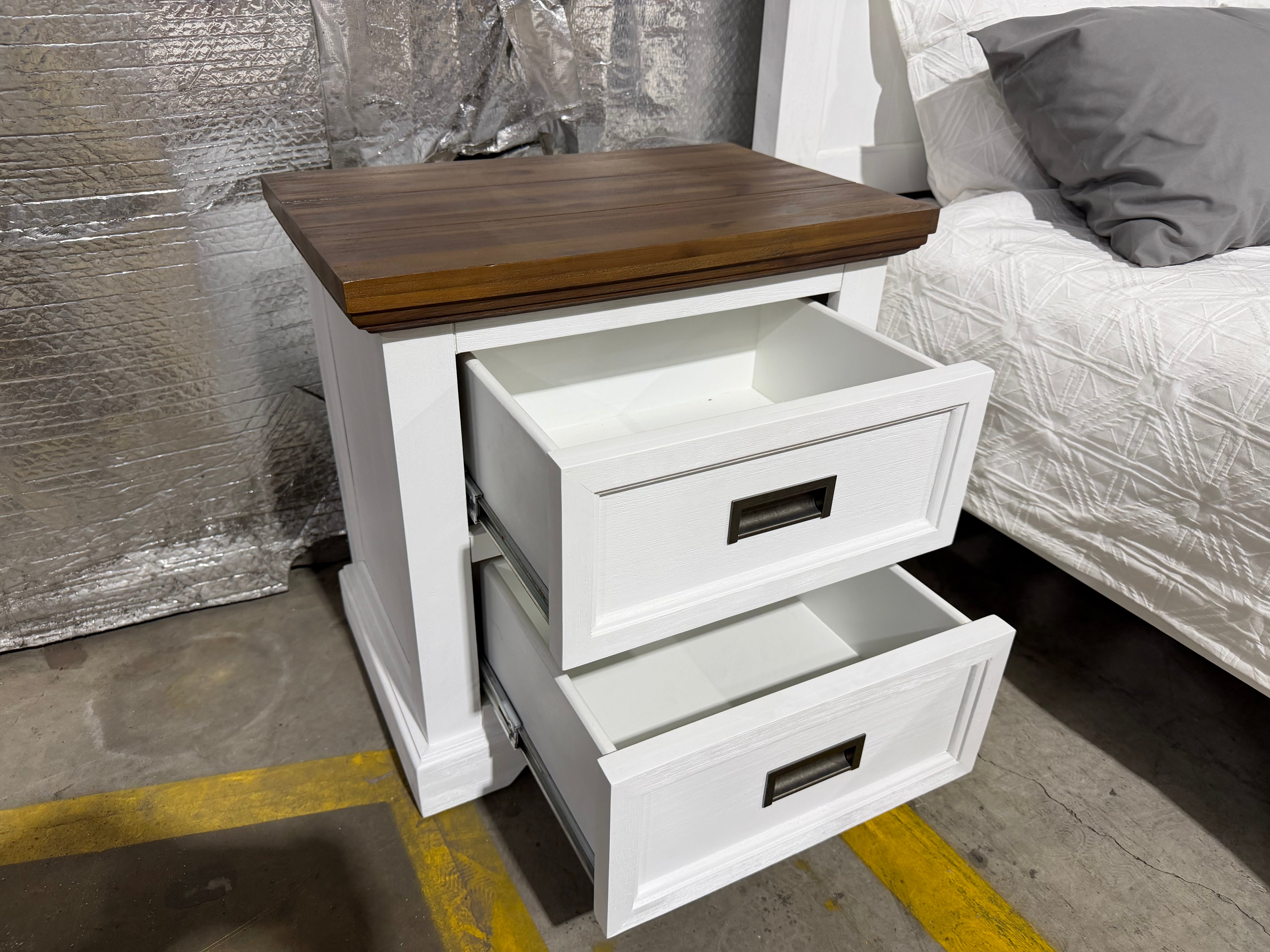 Hamptons bedside chest two tone finish