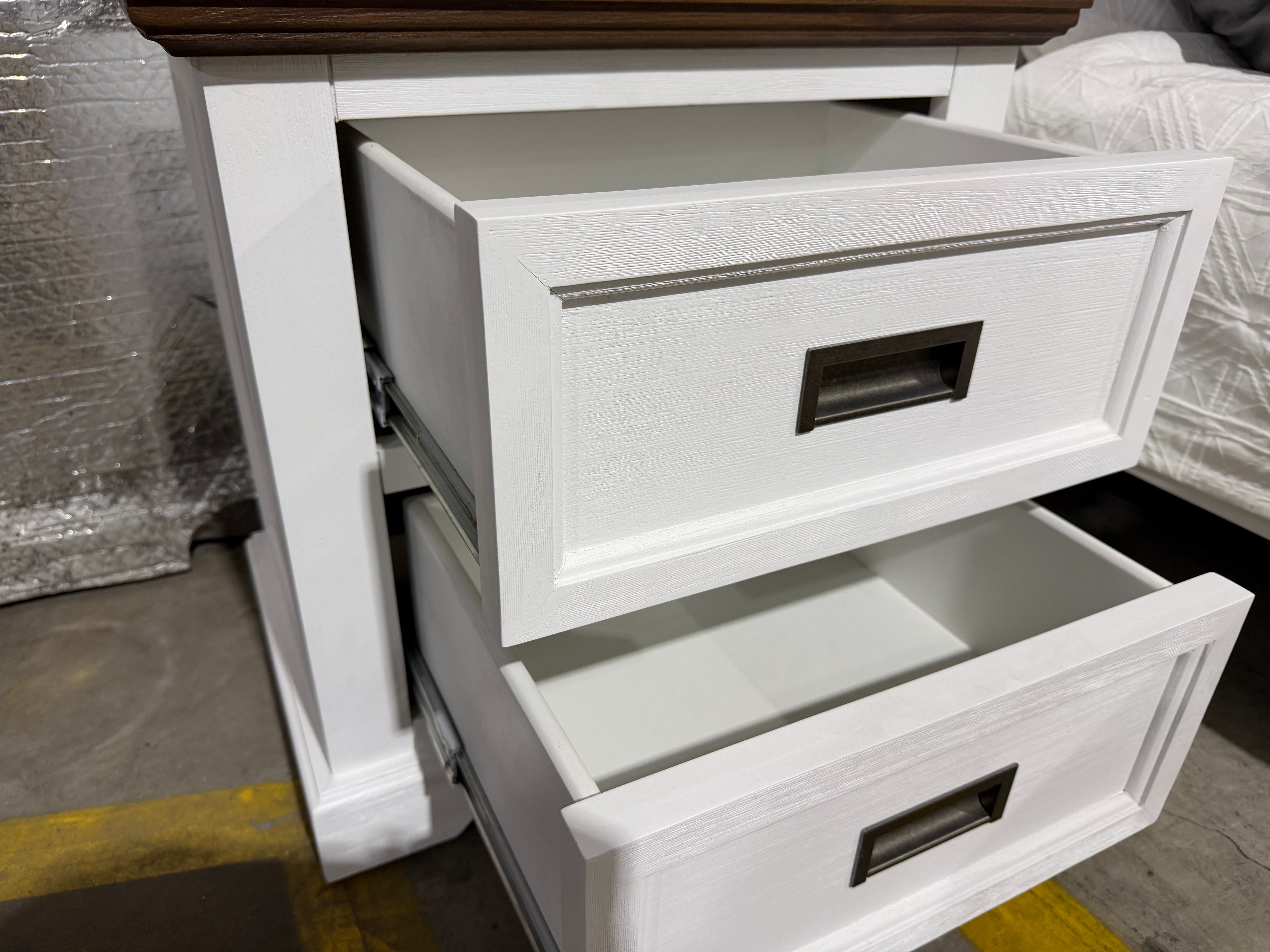 Hamptons bedside chest two tone finish