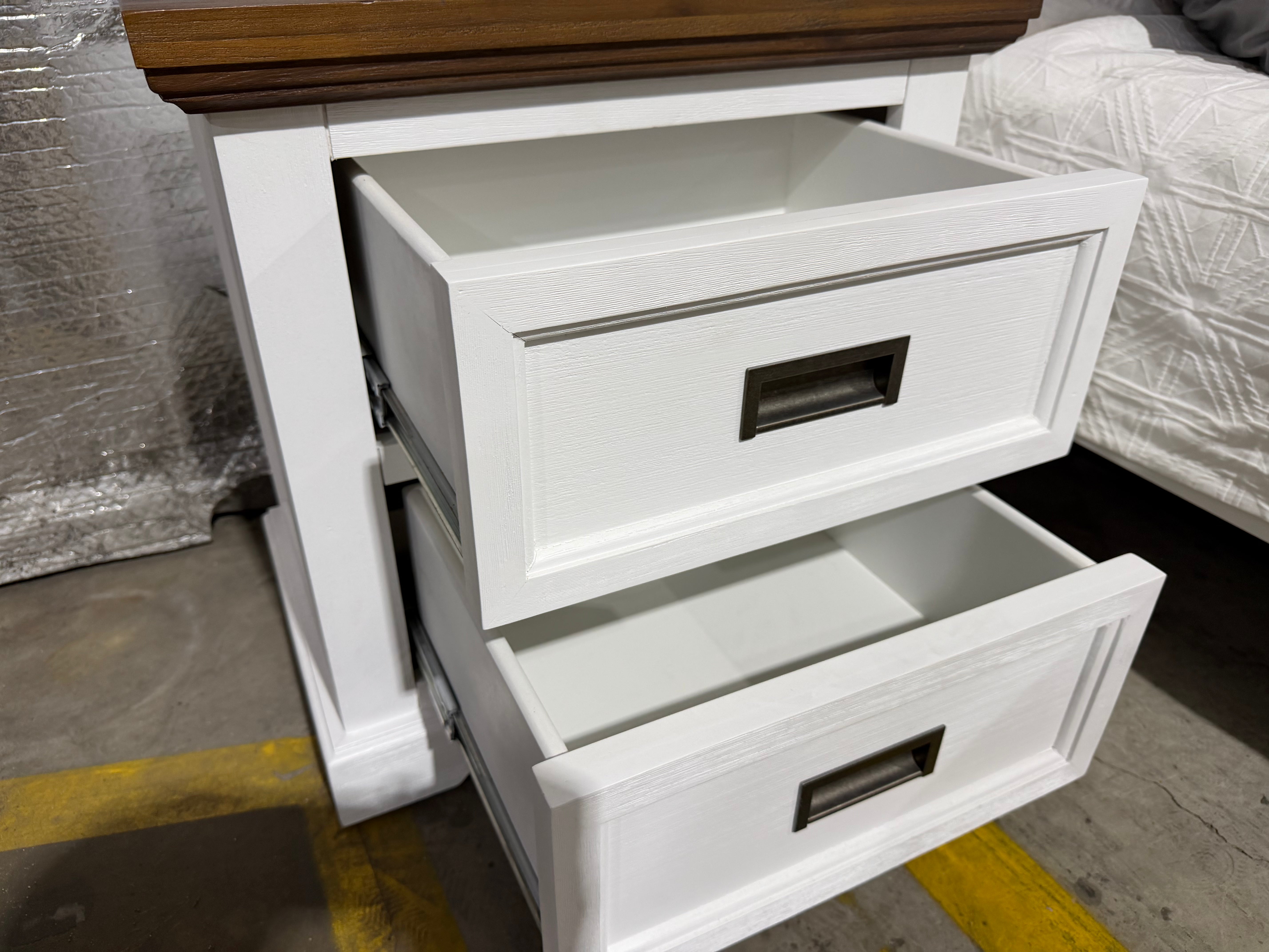 Hamptons bedside chest two tone finish