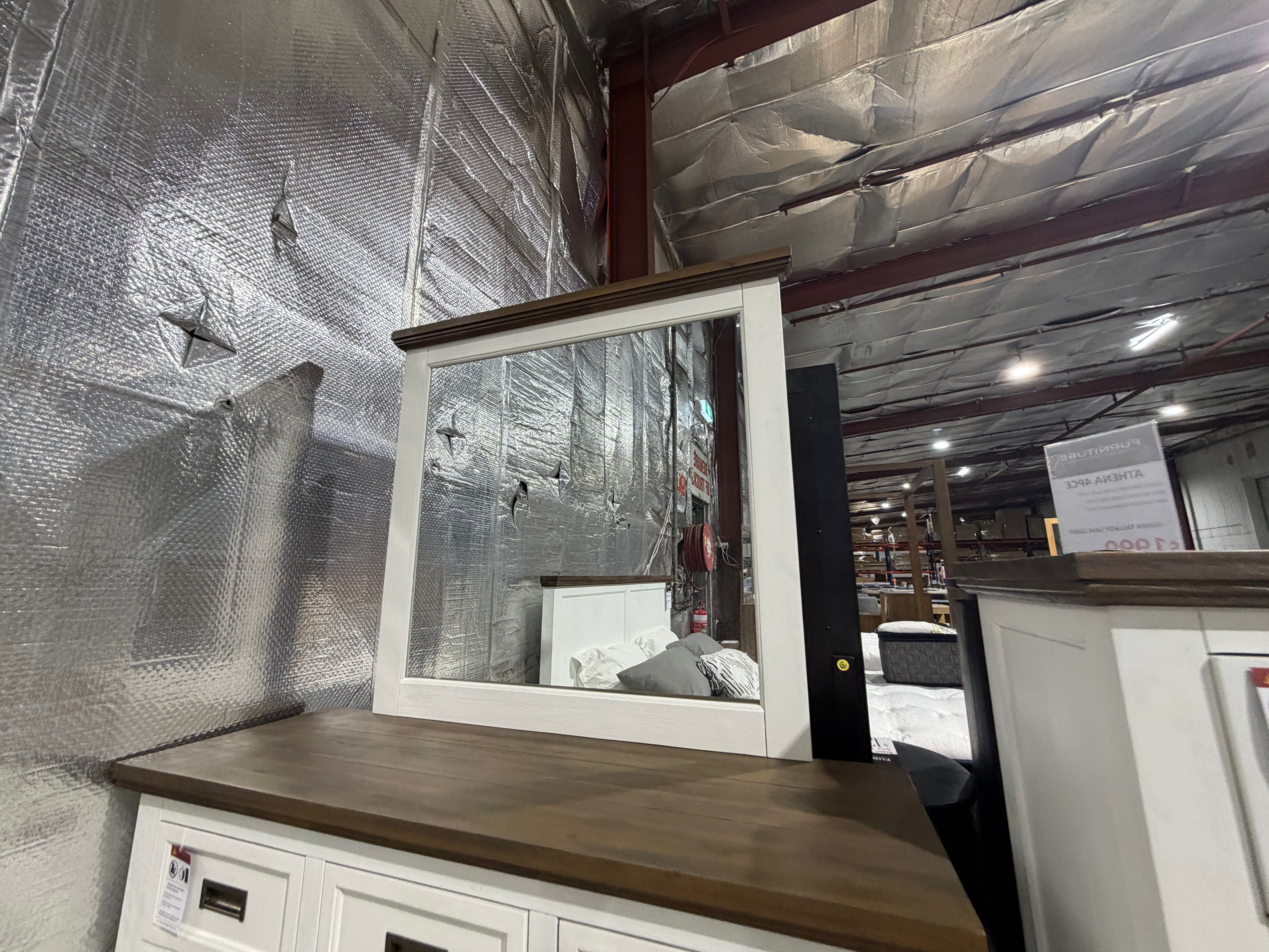 Hamptons dressing table and mirror two tone finish
