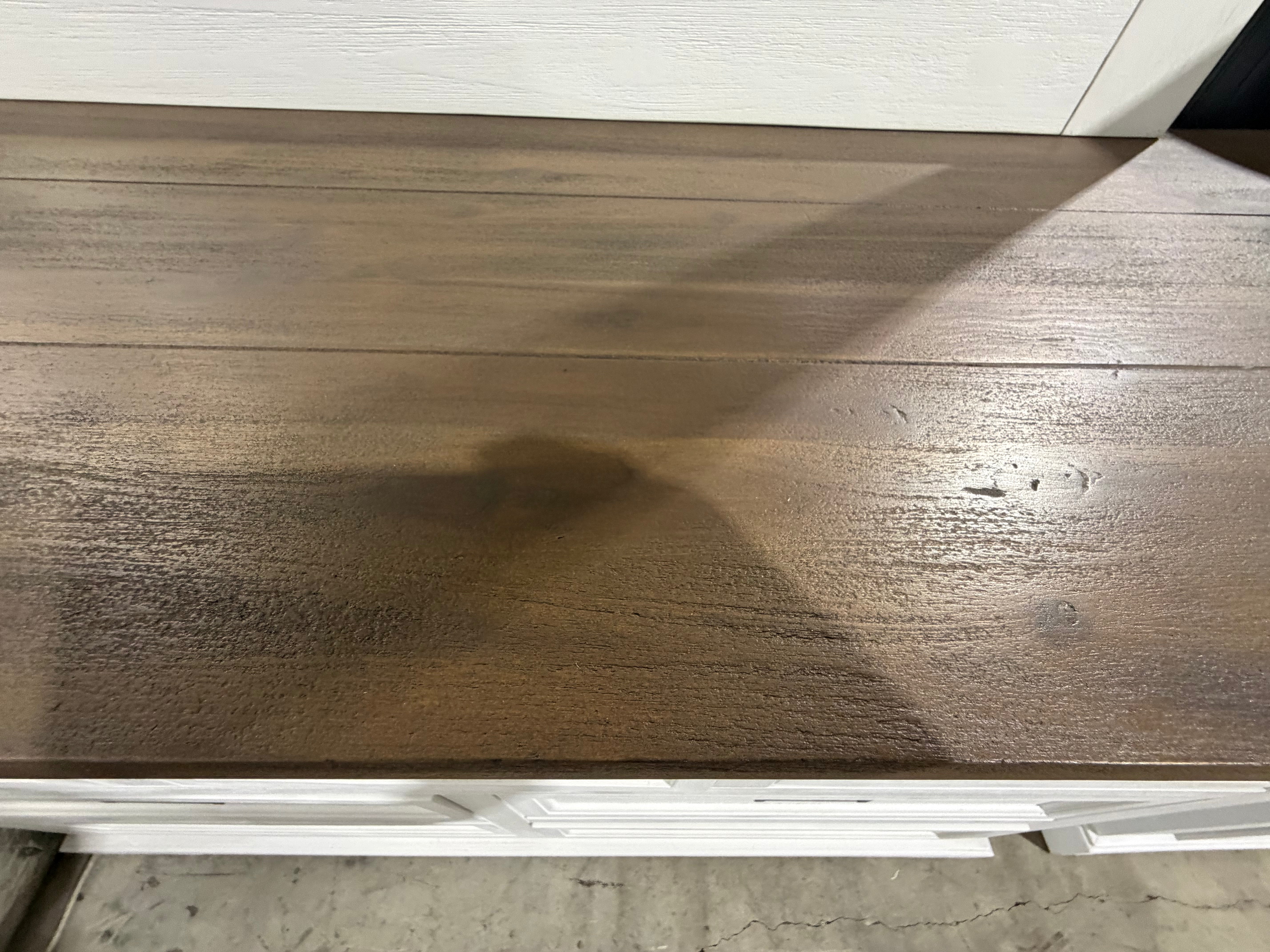 Hamptons dressing table and mirror two tone finish