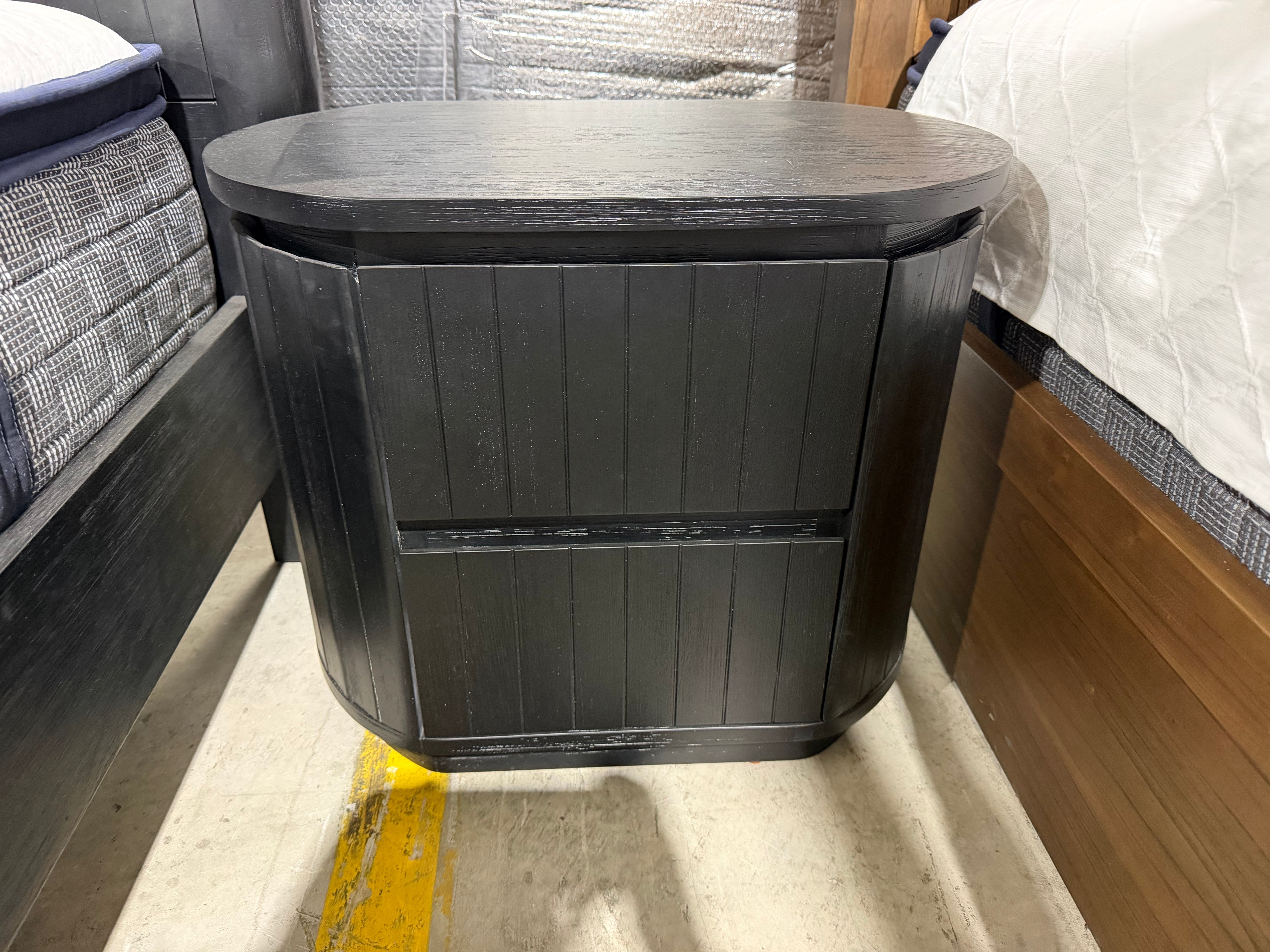 Athena ripple bed side chest in shadow black finish