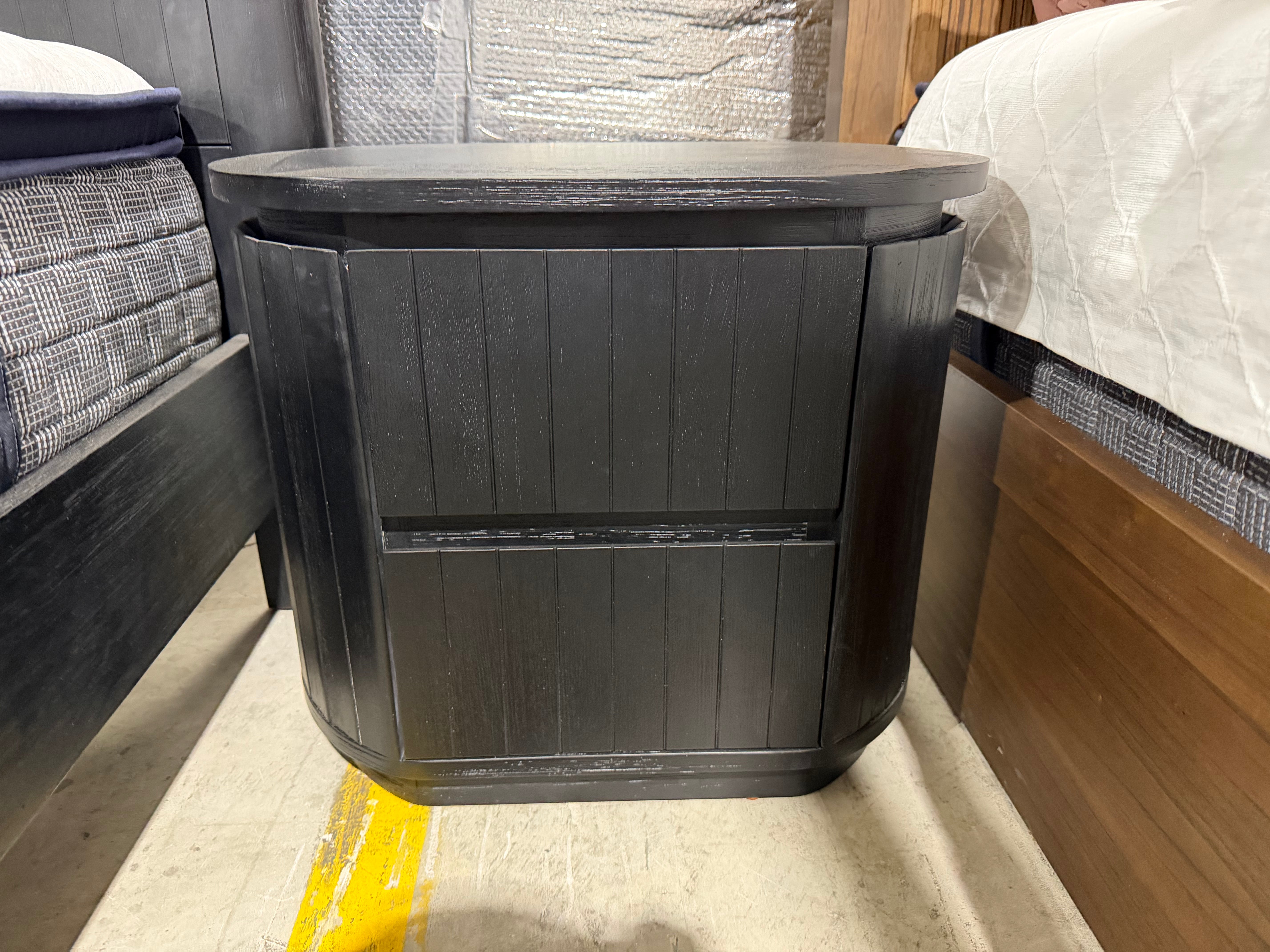 Athena ripple bed side chest in shadow black finish