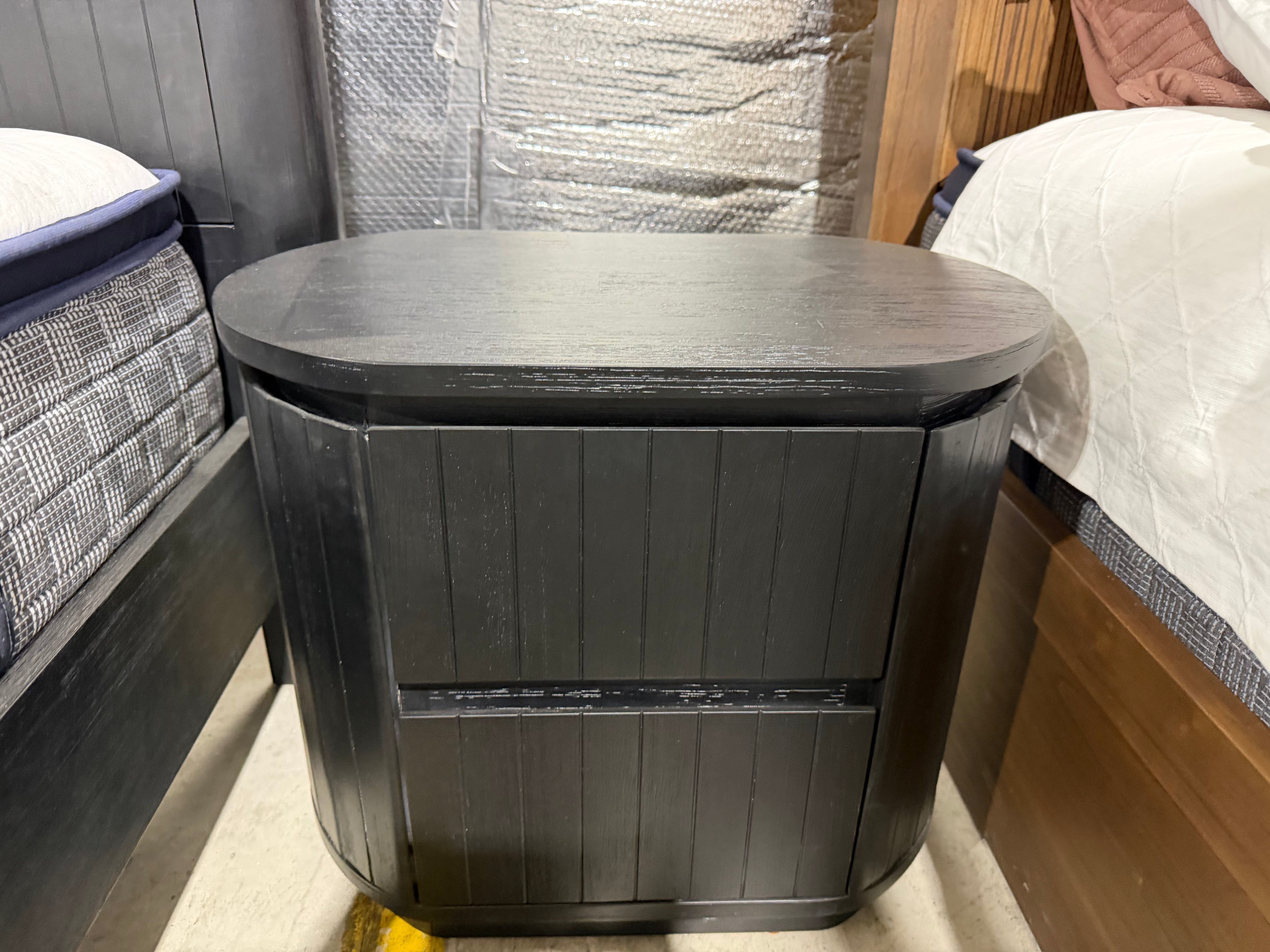 Athena ripple bed side chest in shadow black finish