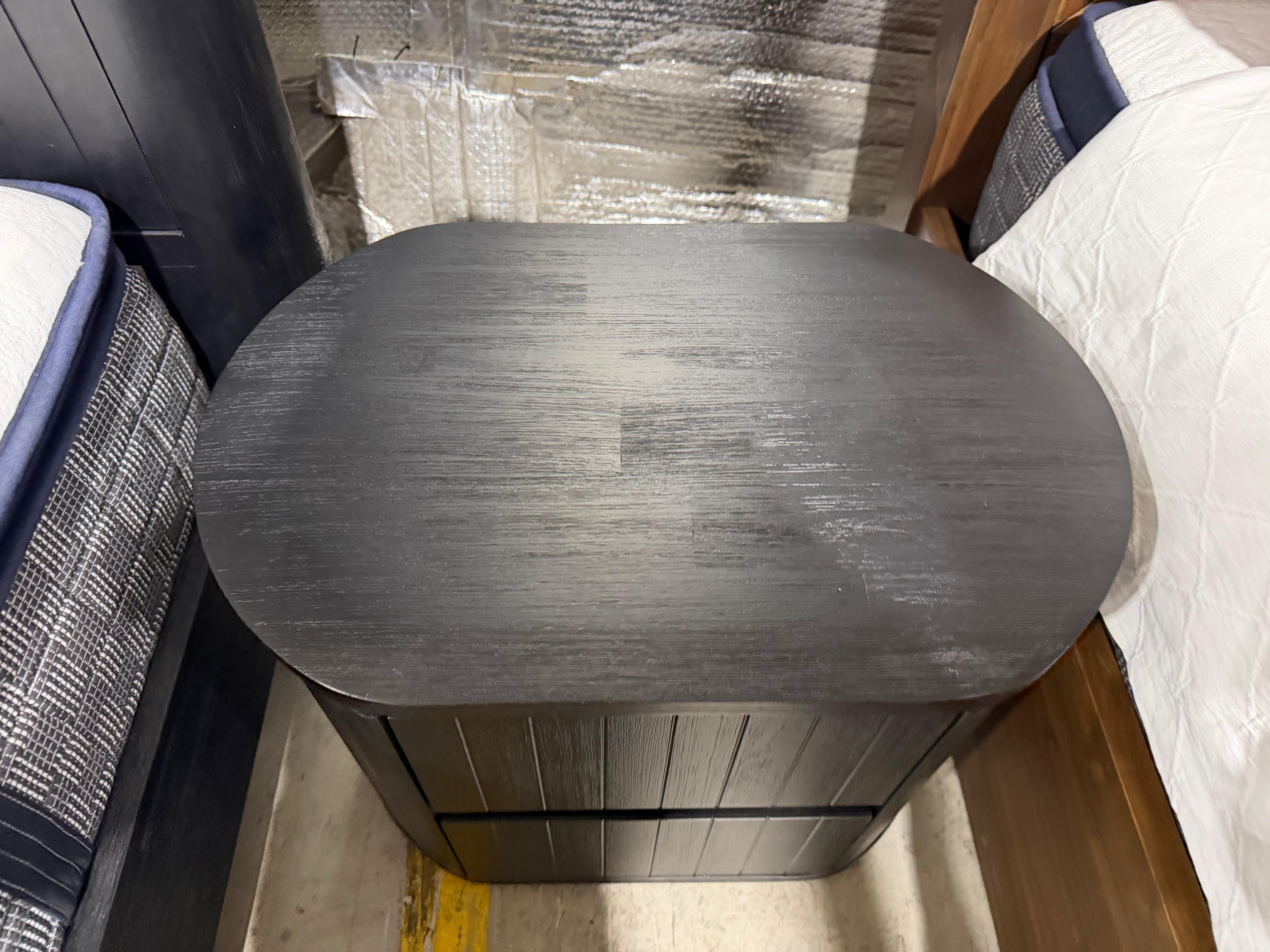 Athena ripple bed side chest in shadow black finish