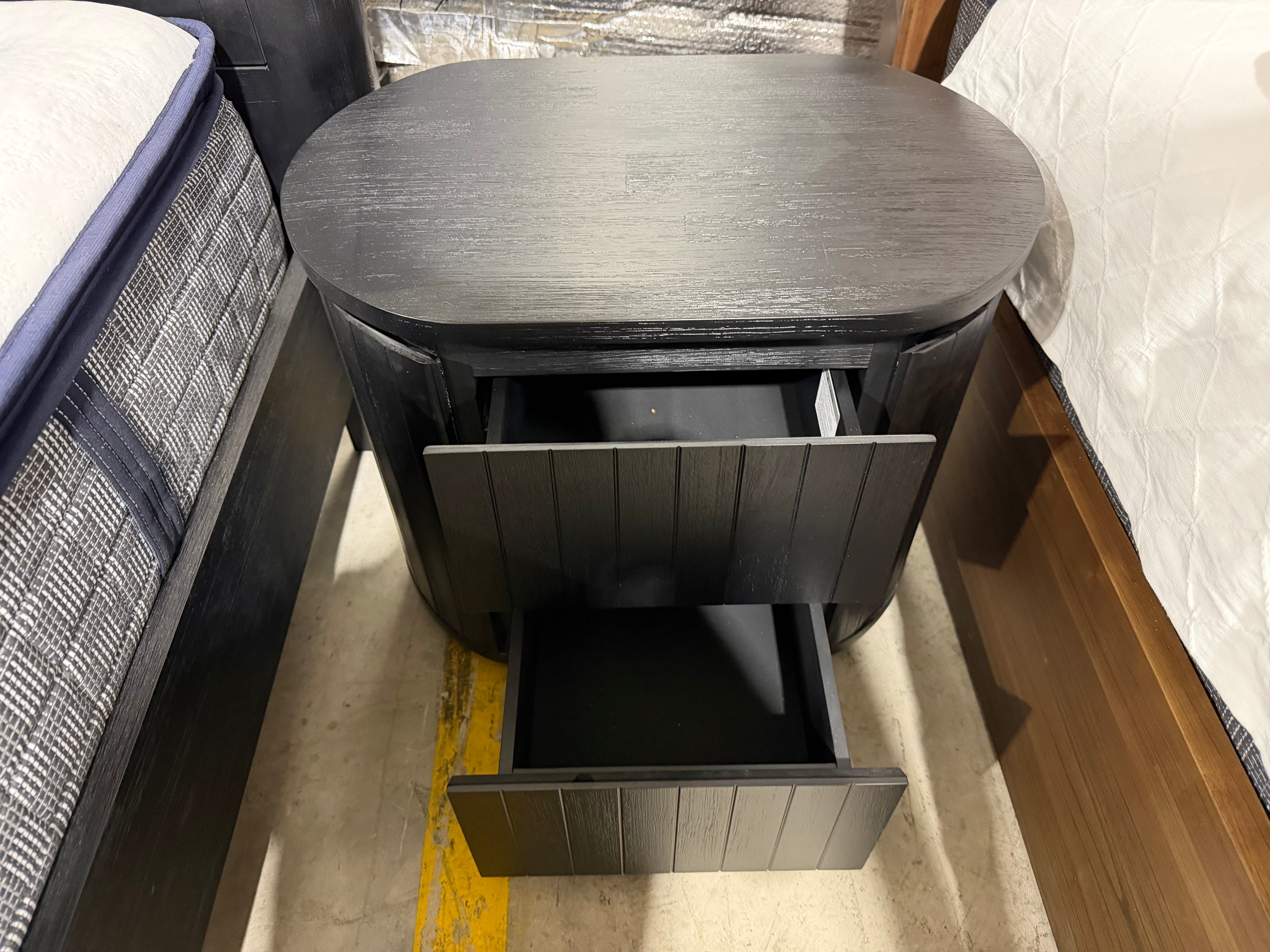 Athena ripple bed side chest in shadow black finish