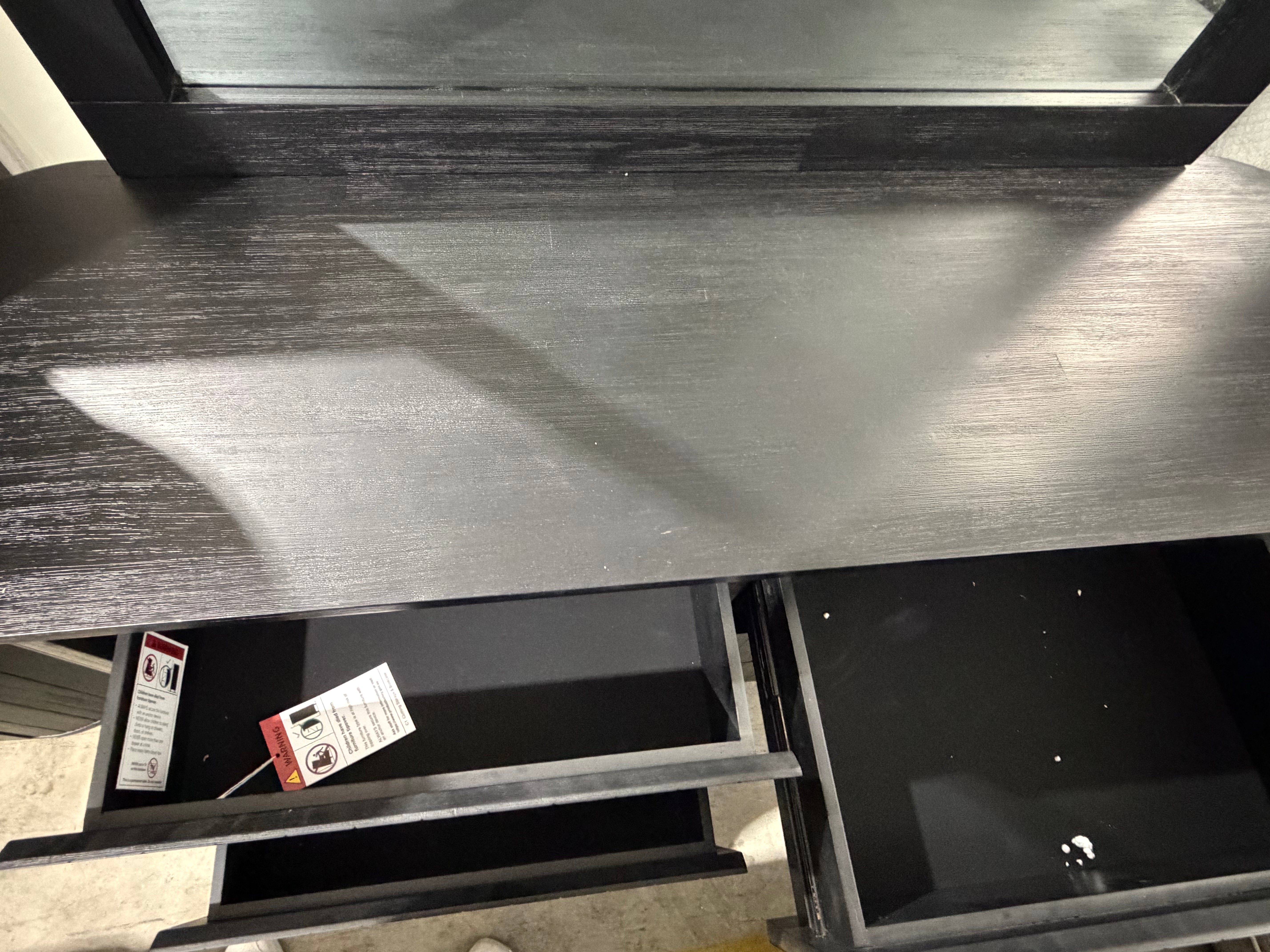 Athena ripple dressing table inc mirror in shadow black finish