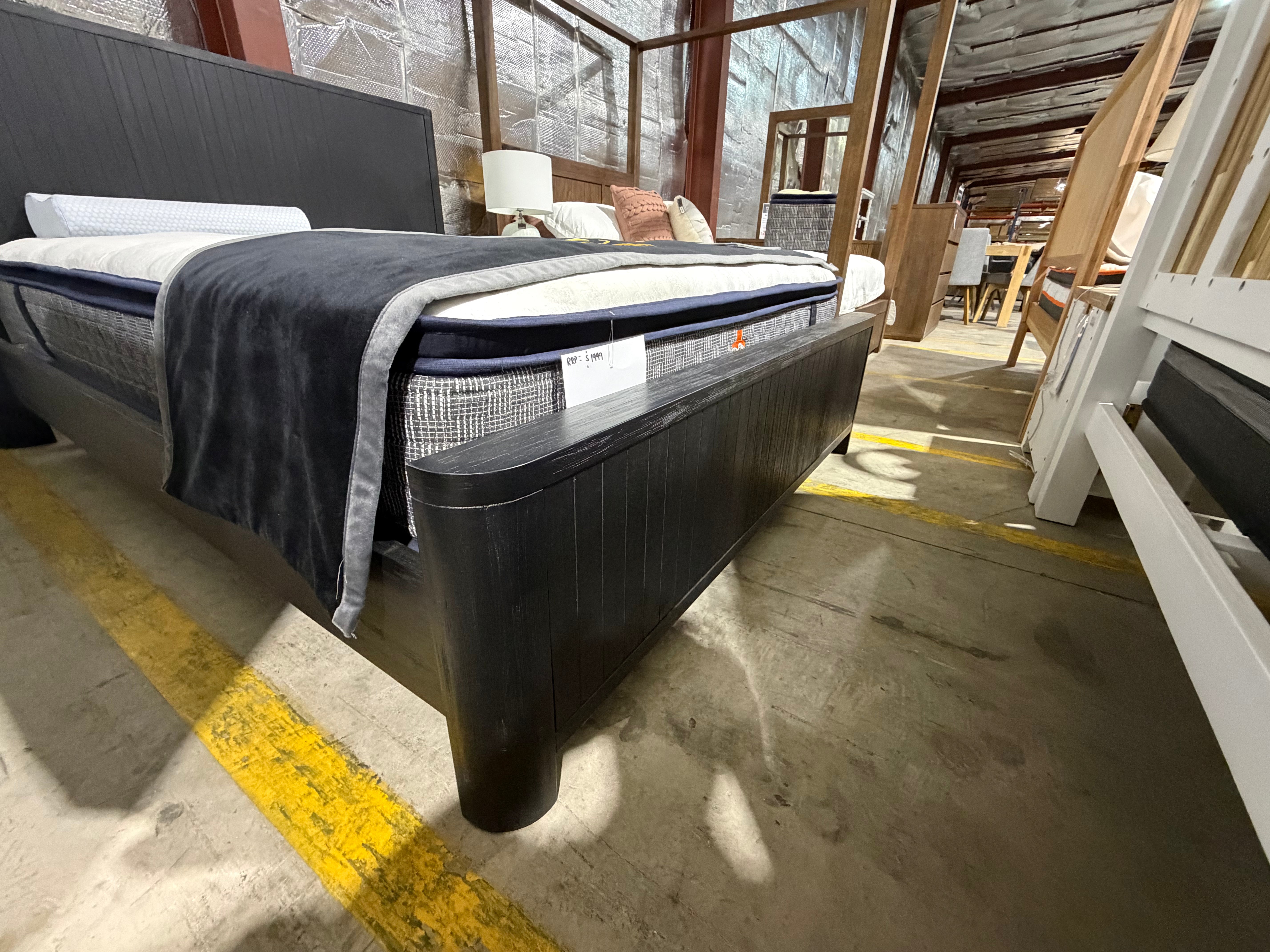 Athena ripple Queen size bed in shadow Black finish