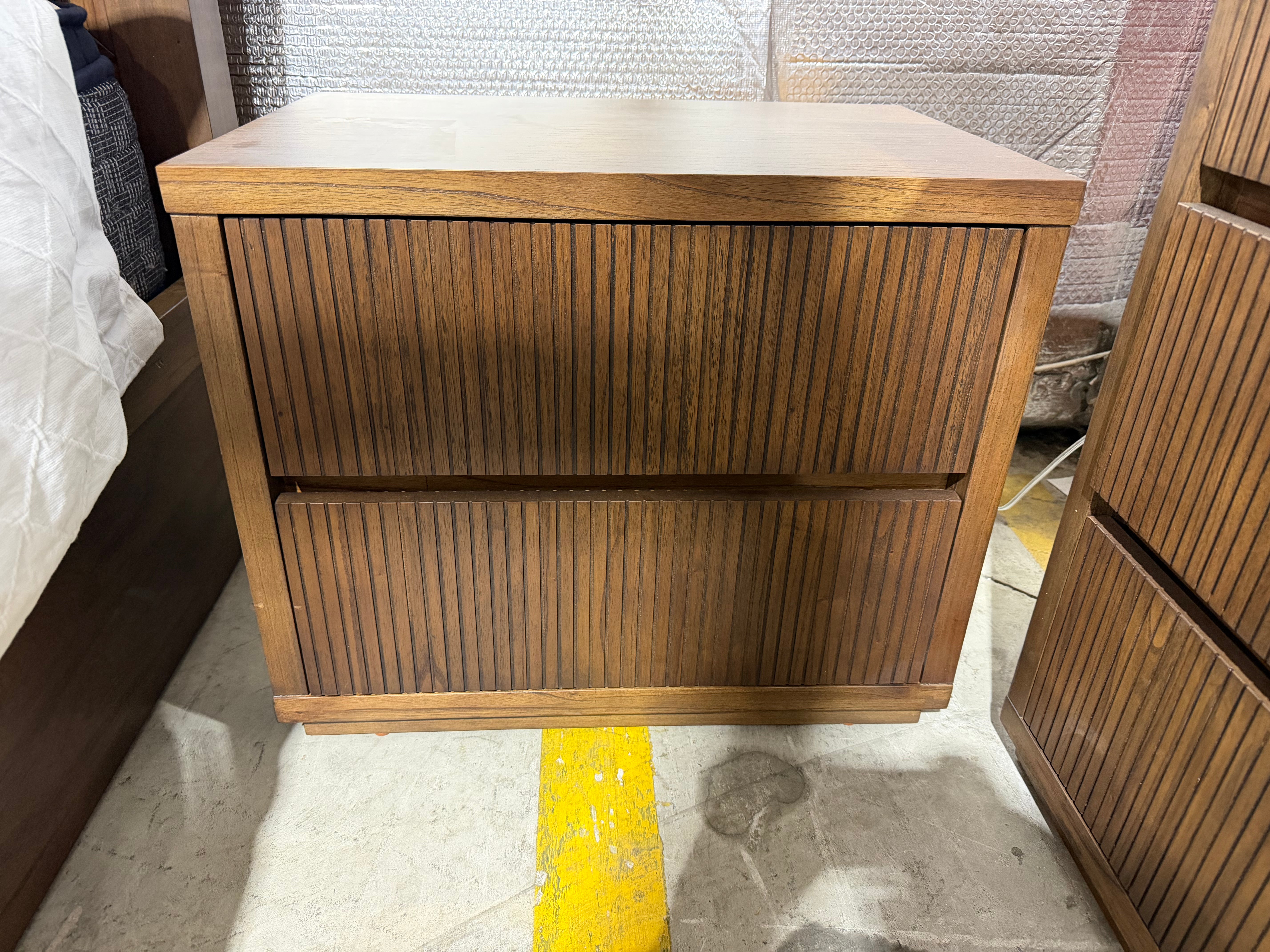 Flinders bed side chest in pecan finish