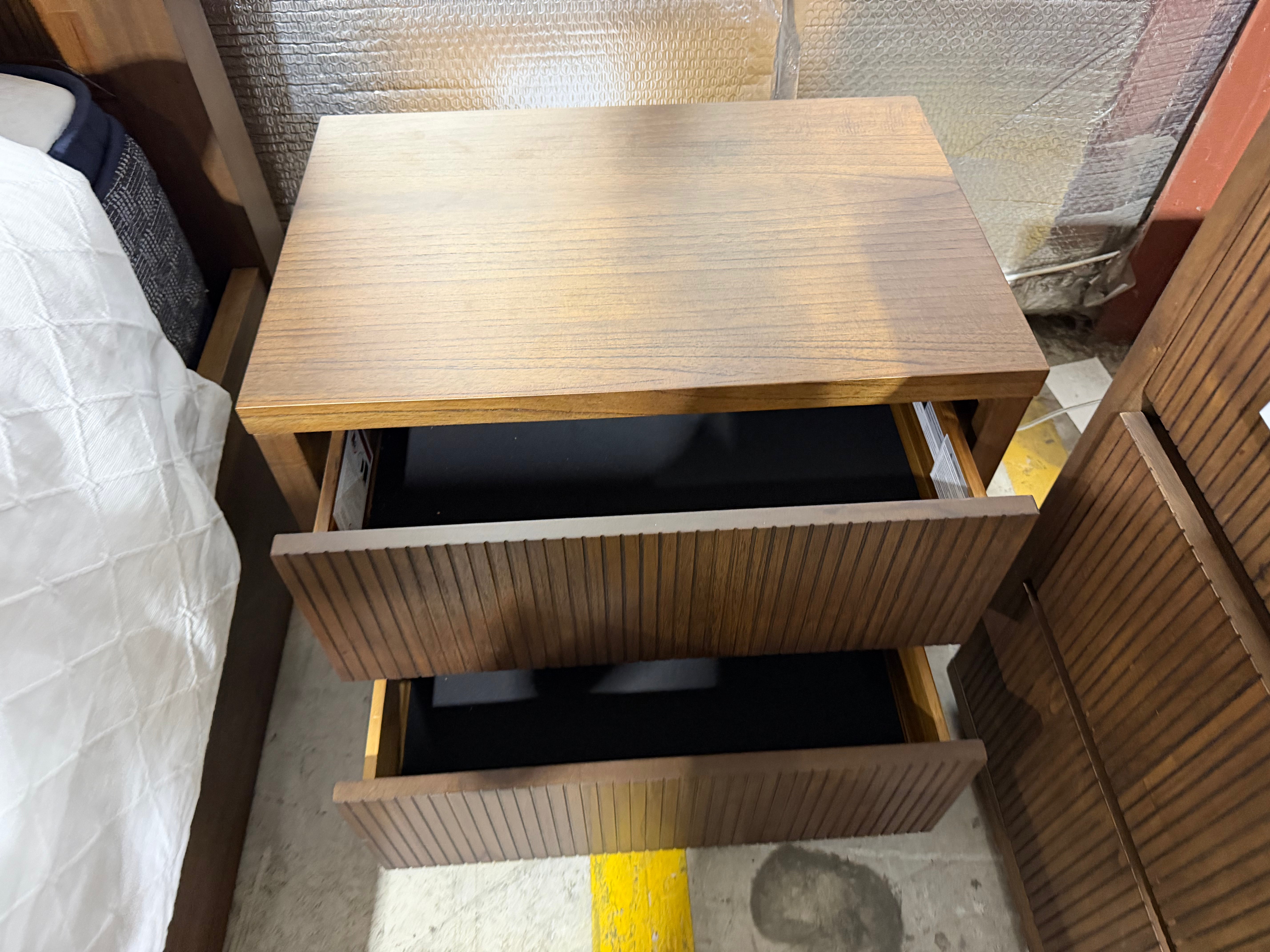 Flinders bed side chest in pecan finish