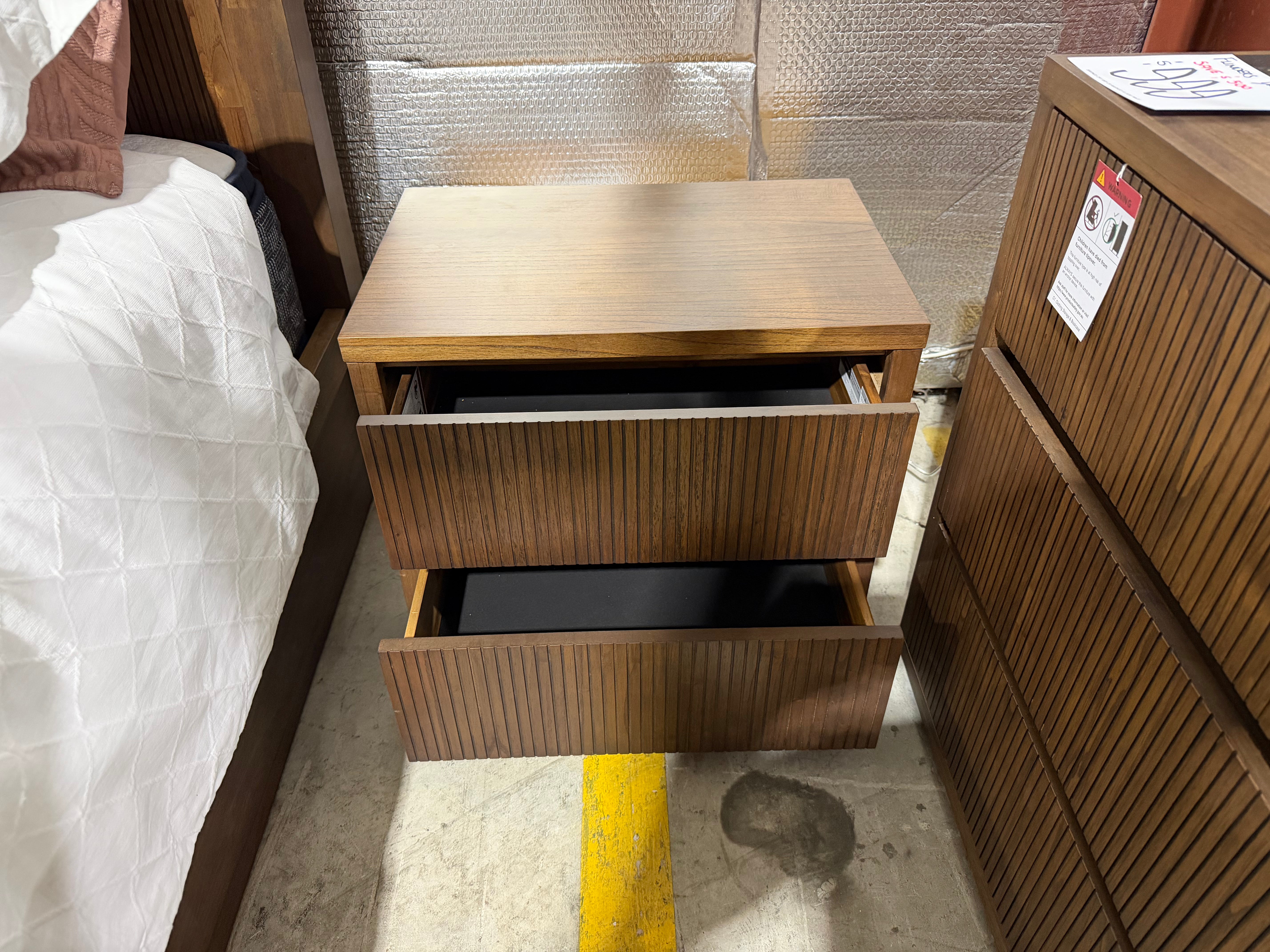 Flinders bed side chest in pecan finish