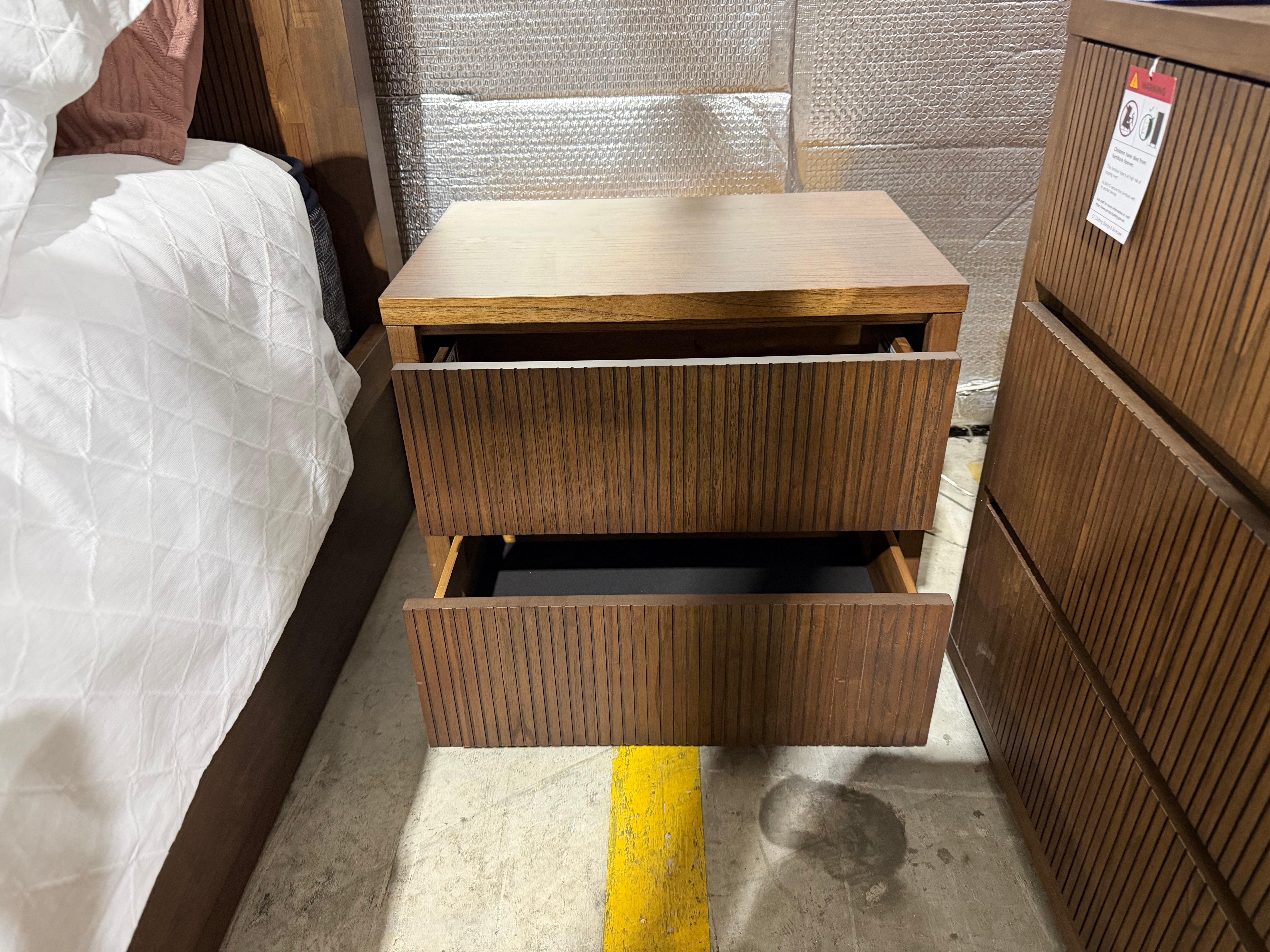 Flinders bed side chest in pecan finish