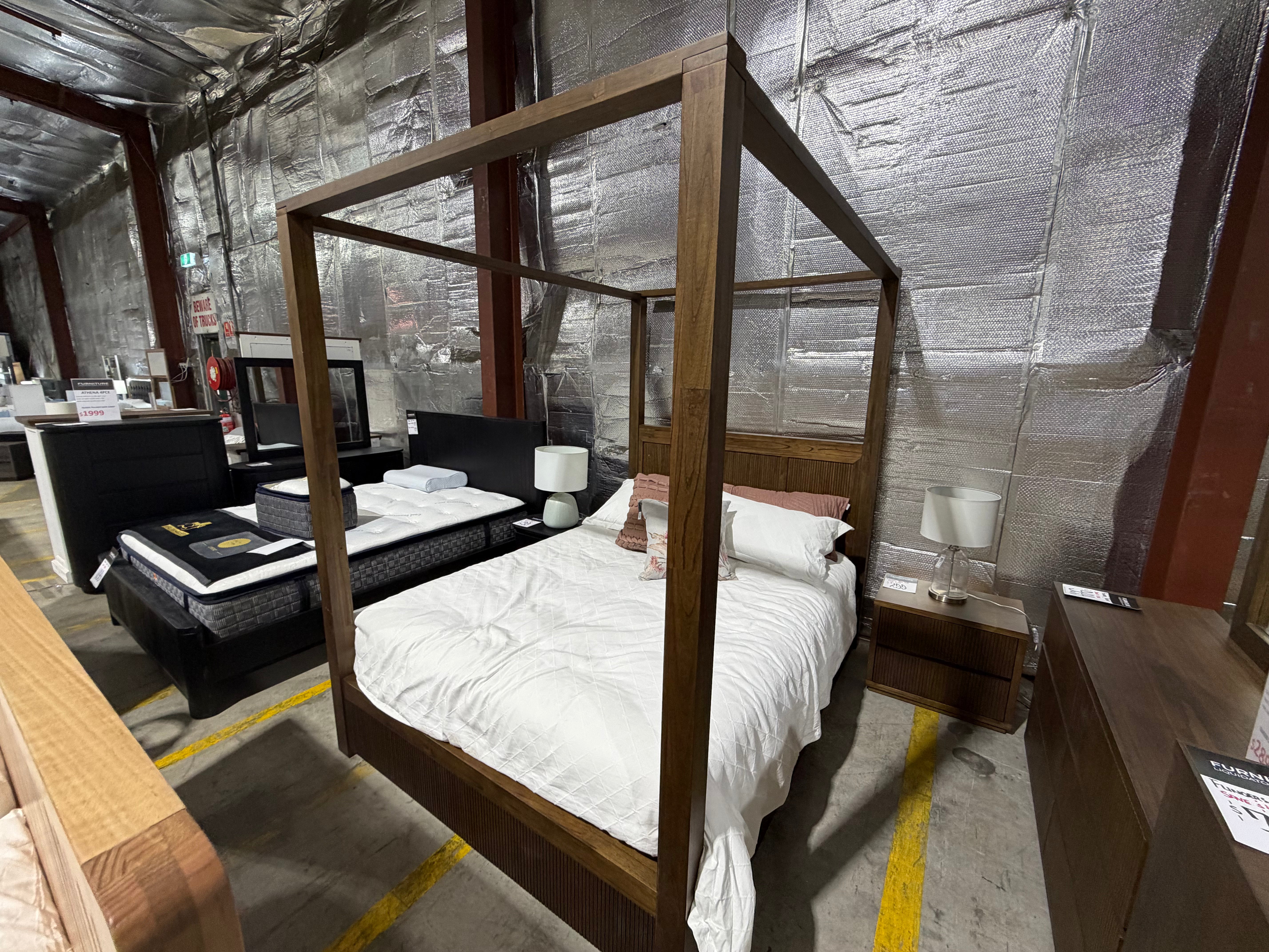 Flinders 4 Poster Bed Queen size Pecan finish