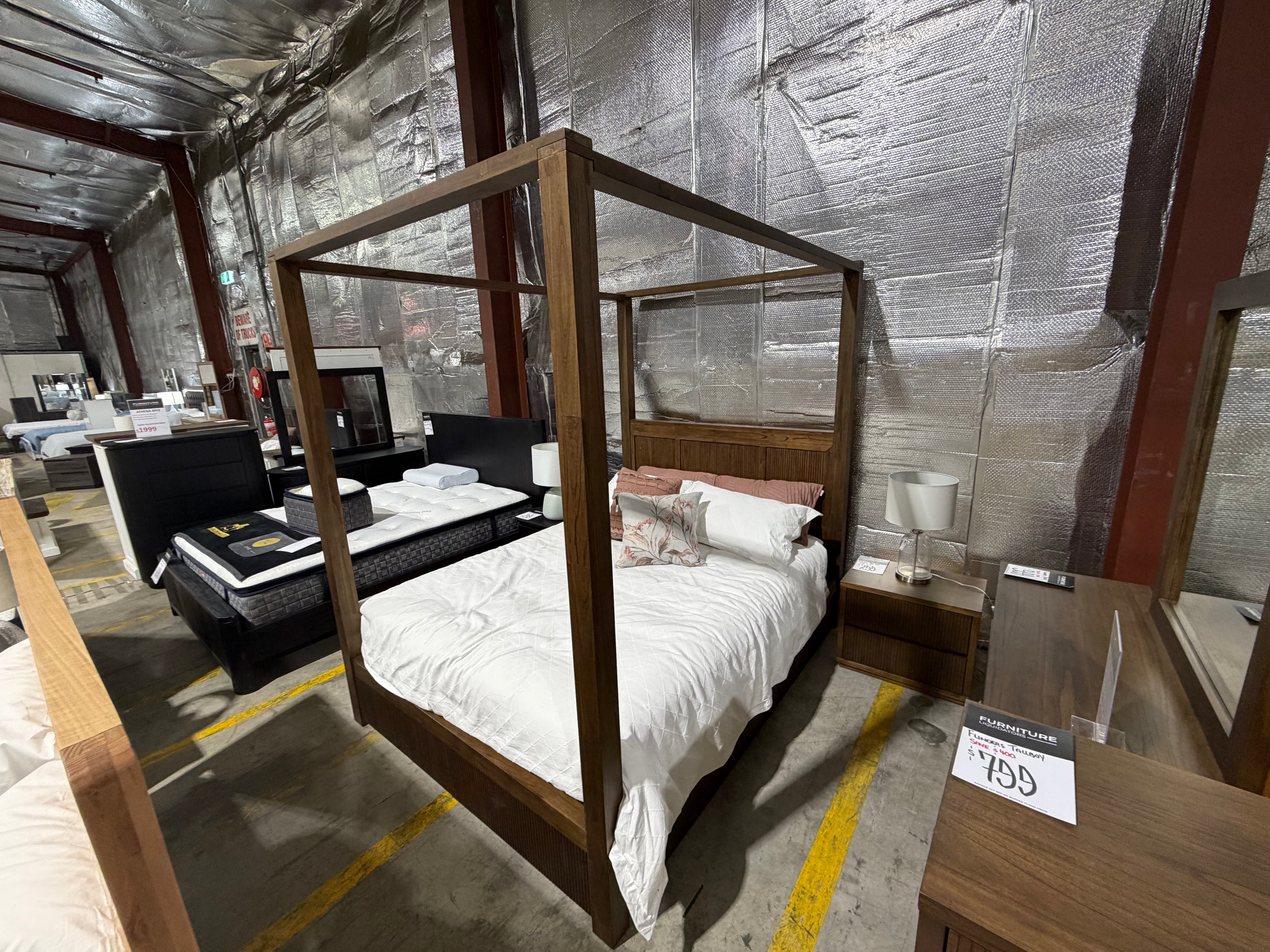 Flinders 4 Poster Bed Queen size Pecan finish