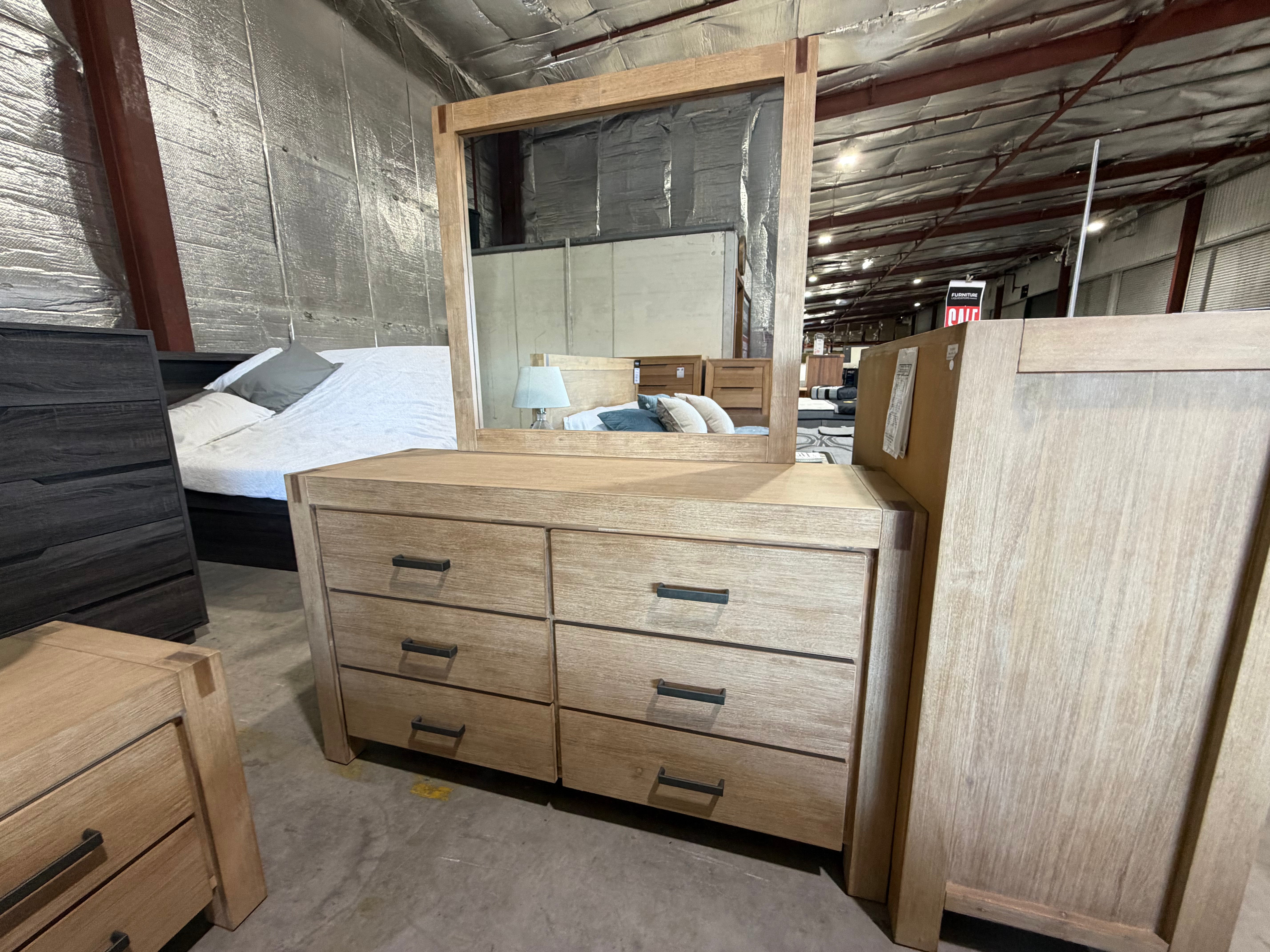 Crystalbrook dressing table inc mirror in acacia timber