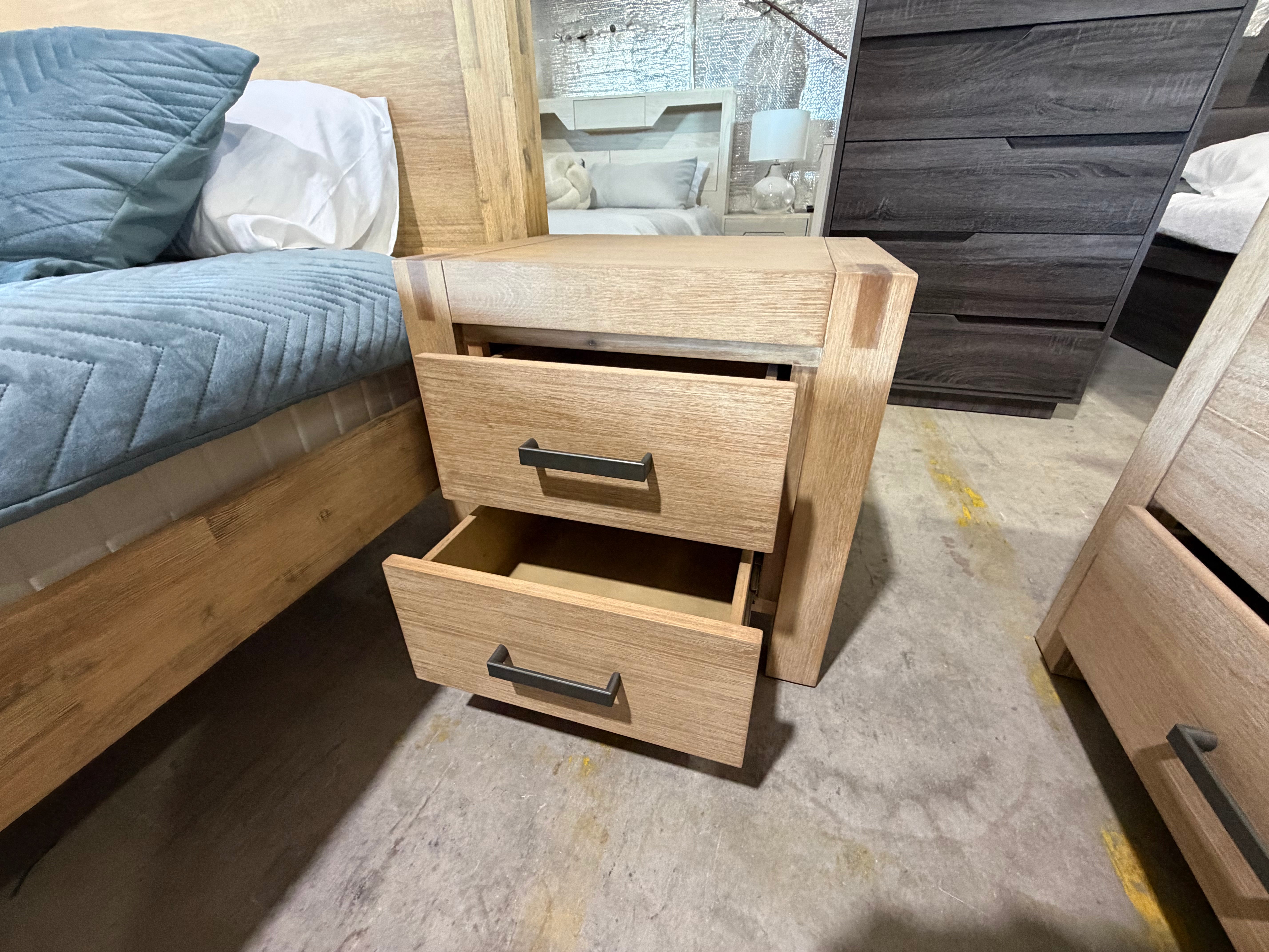 Crystalbrook bed side chest in acacia timber