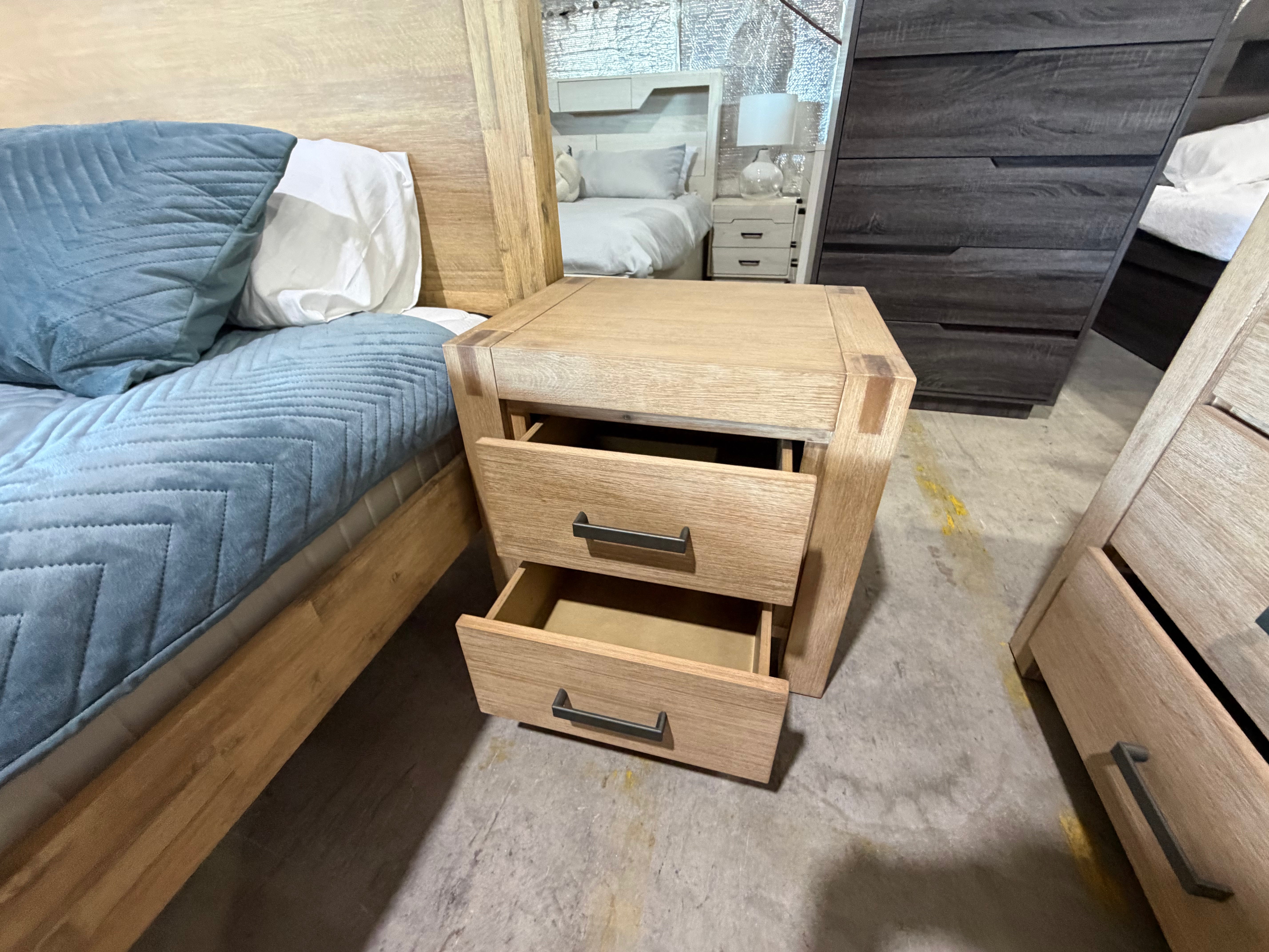 Crystalbrook bed side chest in acacia timber