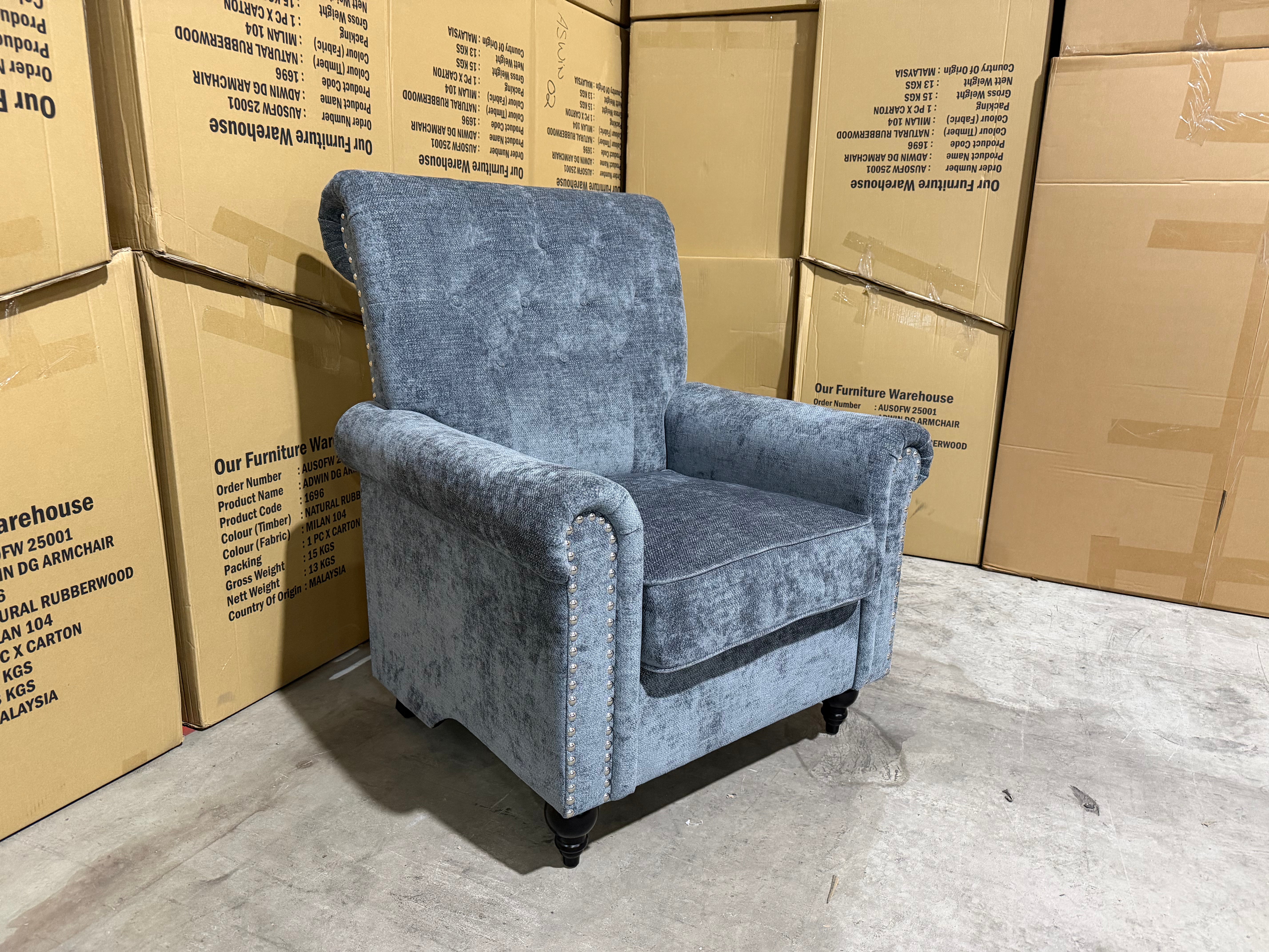 Jester Single Accent Chair In Super Glamour Licorice