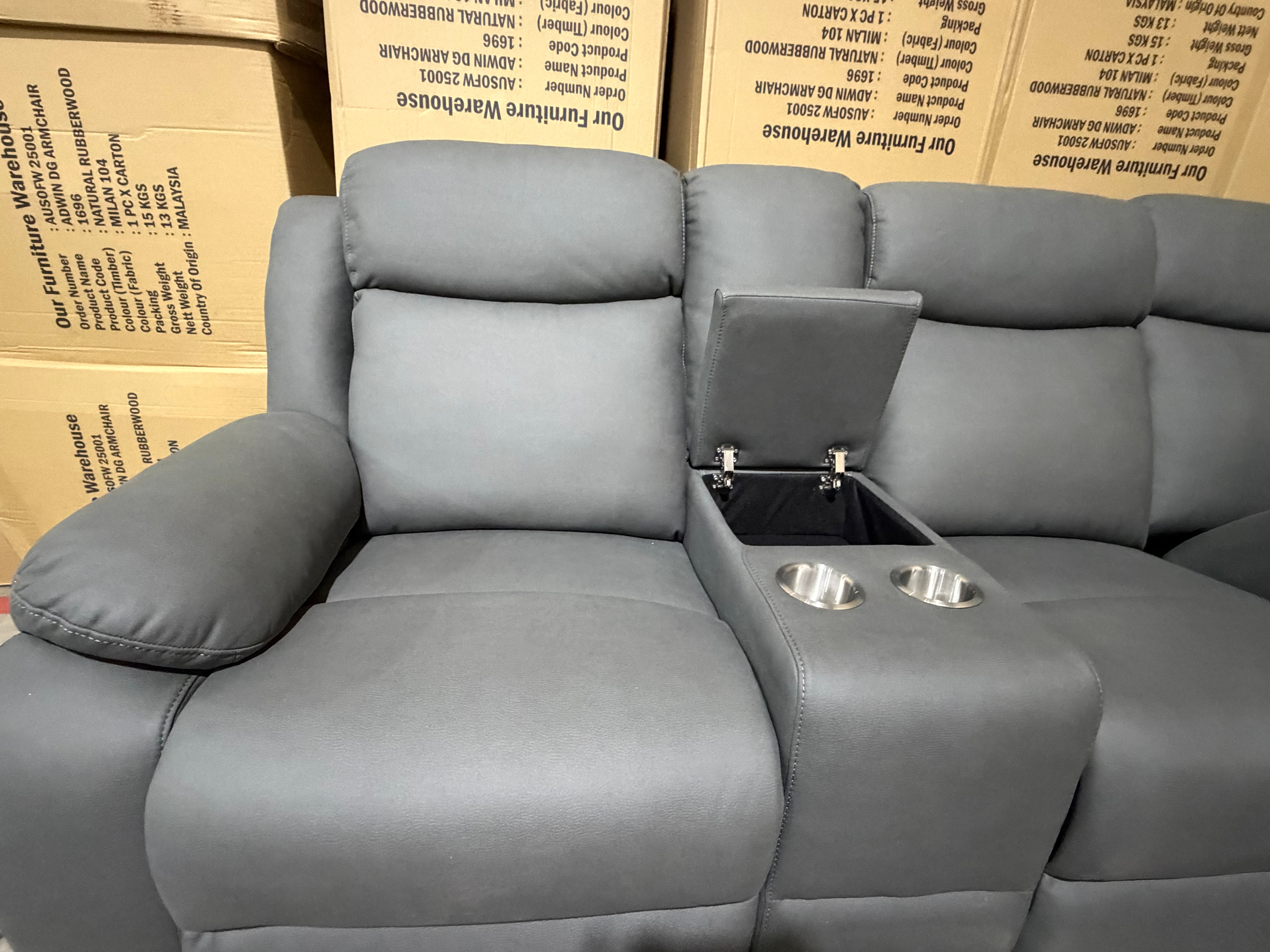 Lola RHF Chaise Lounge With Recliner In Soft Rhino Dark Grey