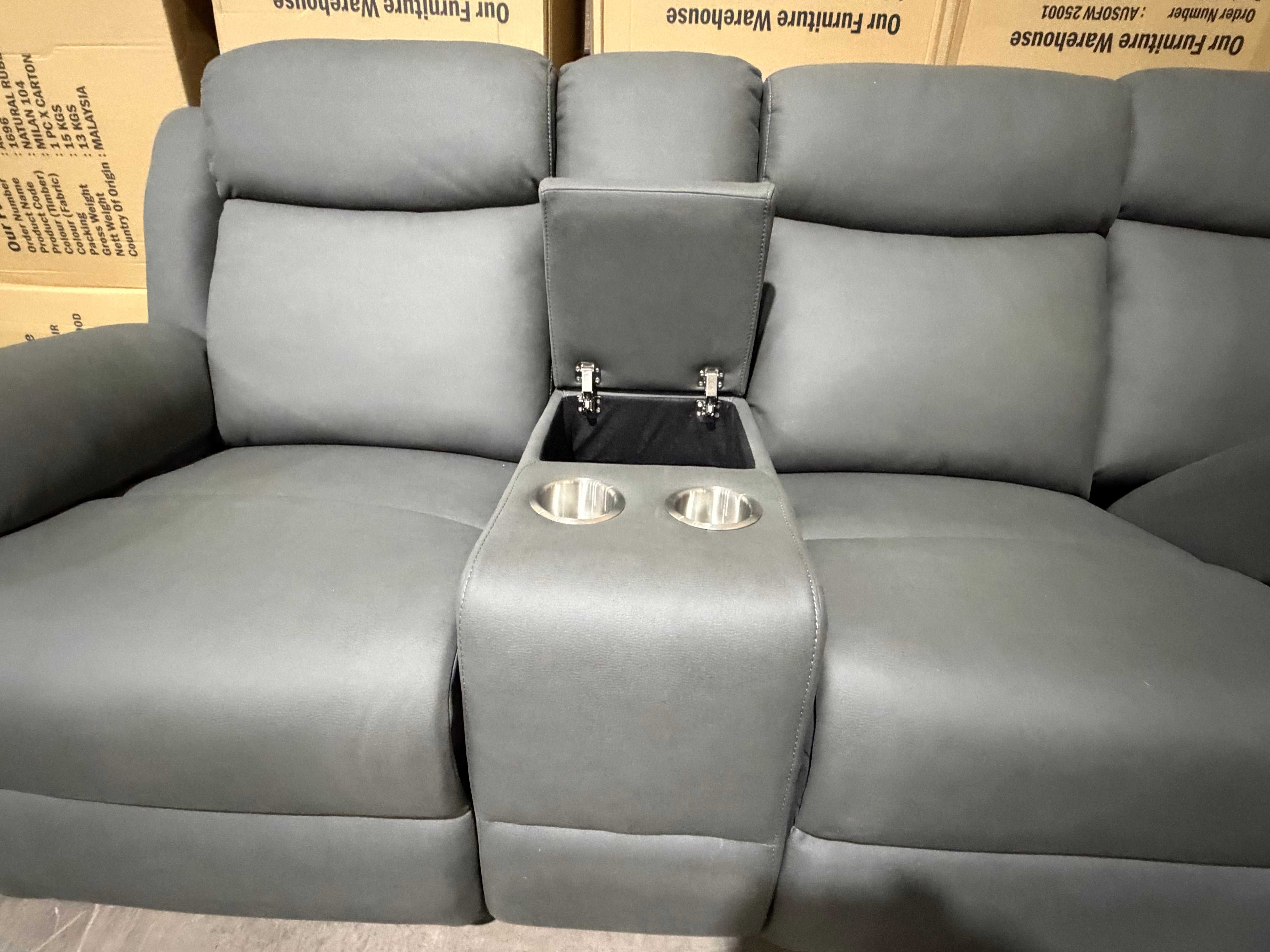 Lola RHF Chaise Lounge With Recliner In Soft Rhino Dark Grey