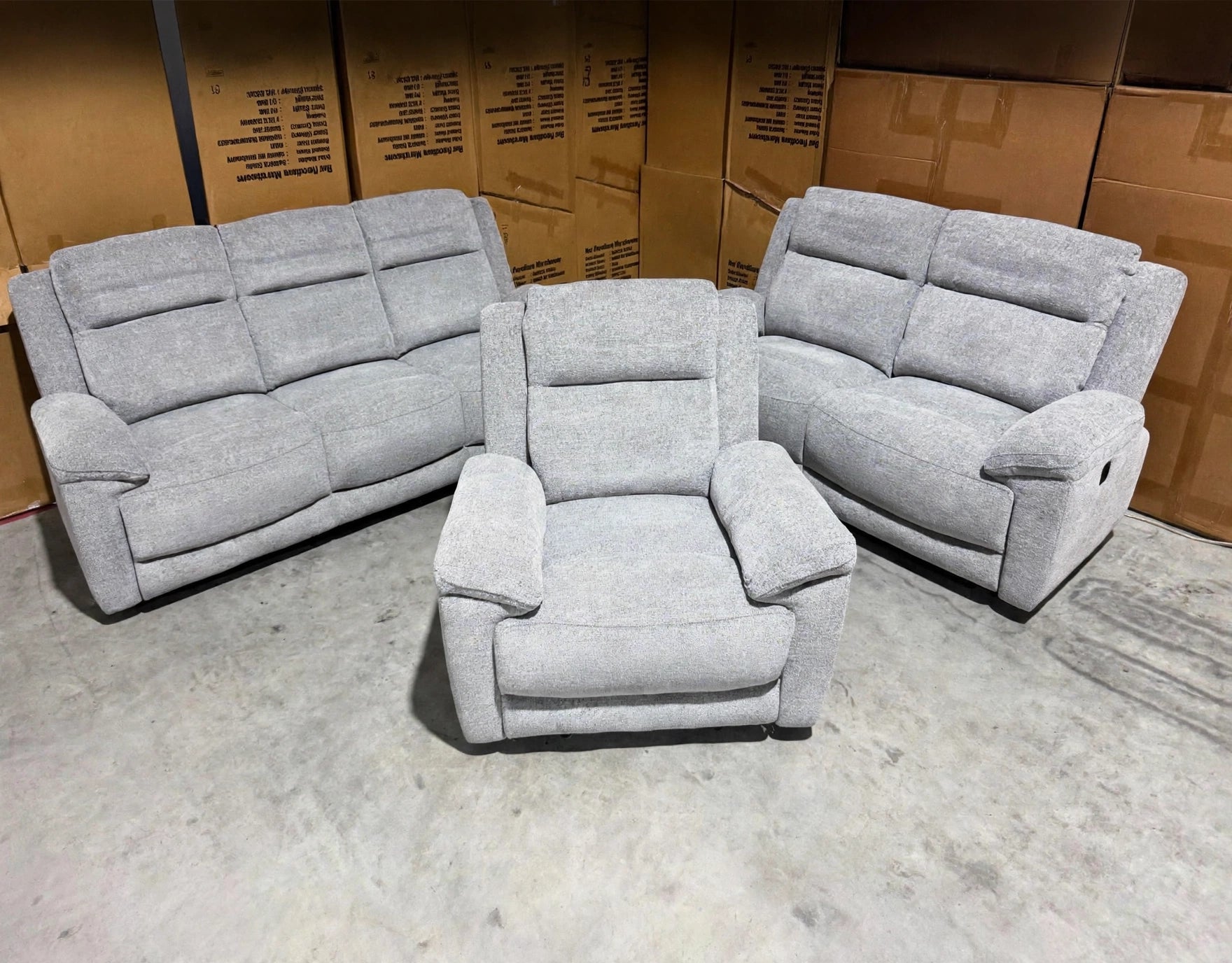 Pilot 3+2+1 Electric Recliners In Fifty Shades Light Grey