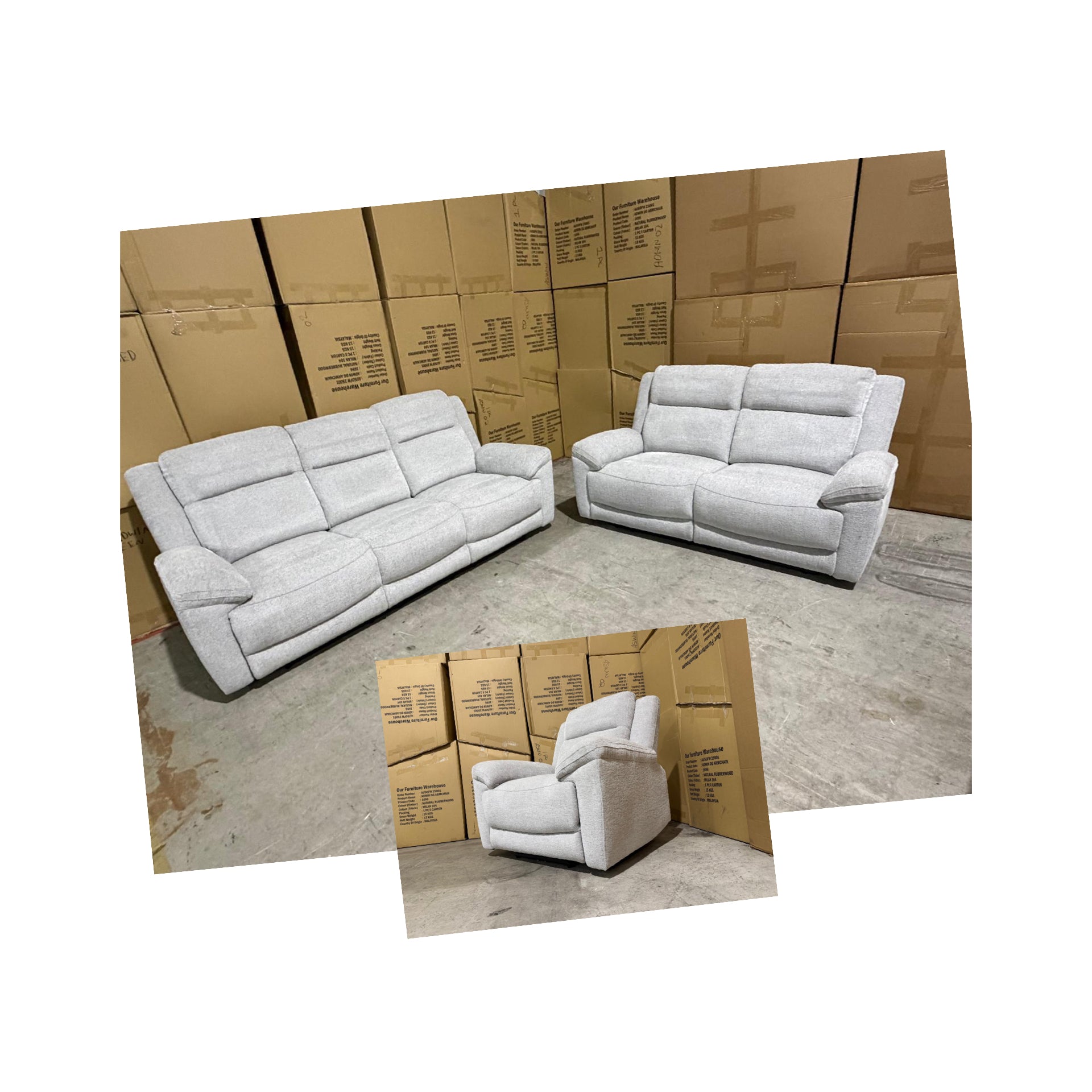Pilot 3+2+1 Electric Recliners In Fifty Shades Light Grey