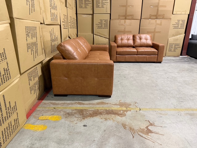 Abbie 3+2 Full Leather Lounge Tan Colour