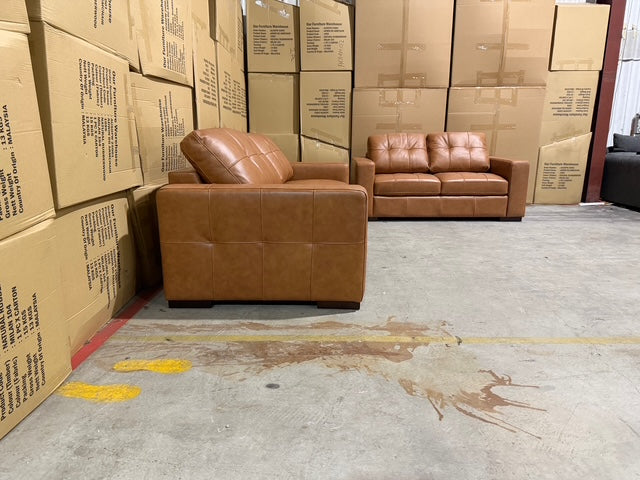 Abbie 3+2 Full Leather Lounge Tan Colour