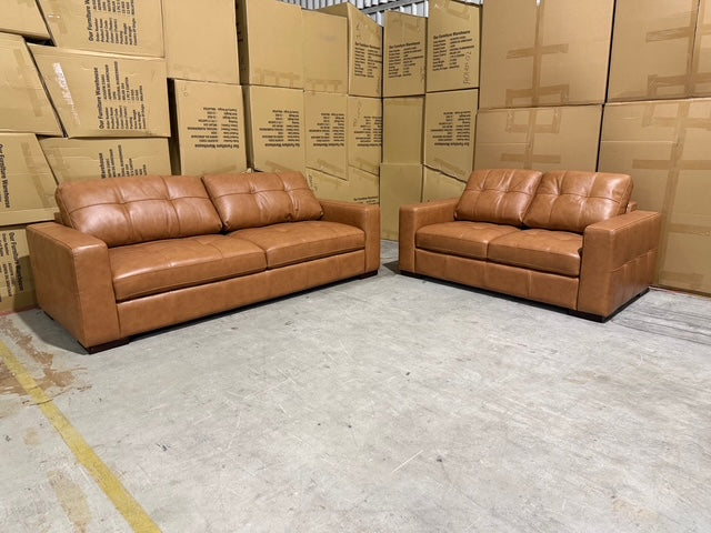 Abbie 3+2 Full Leather Lounge Tan Colour