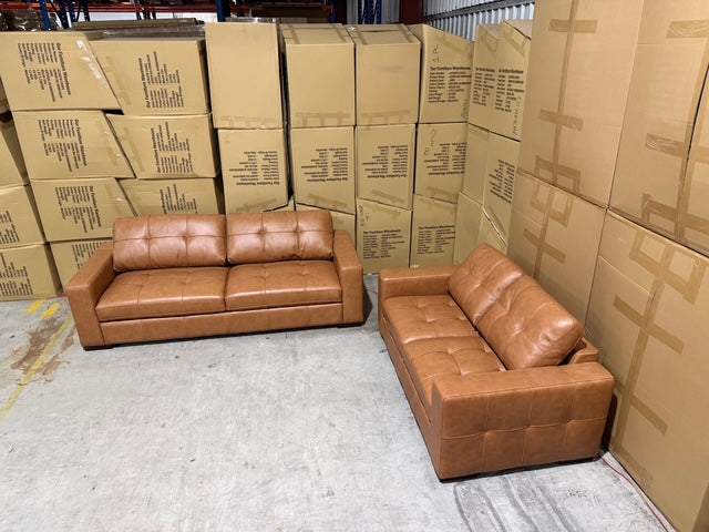Abbie 3+2 Full Leather Lounge Tan Colour