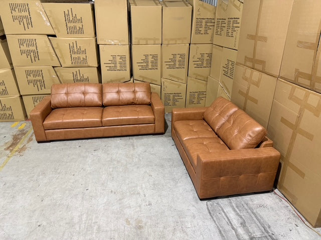 Abbie 3+2 Full Leather Lounge Tan Colour