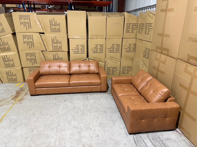 Abbie 3+2 Full Leather Lounge Tan Colour