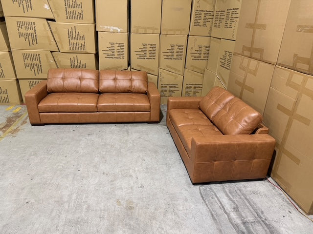 Abbie 3+2 Full Leather Lounge Tan Colour