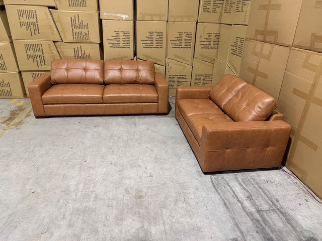 Abbie 3+2 Full Leather Lounge Tan Colour