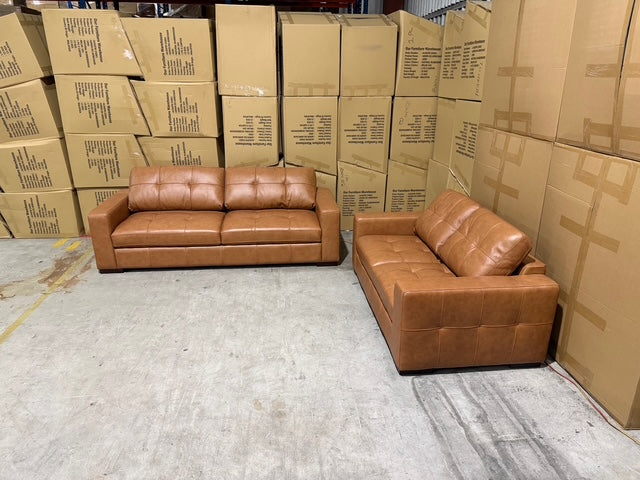 Abbie 3+2 Full Leather Lounge Tan Colour