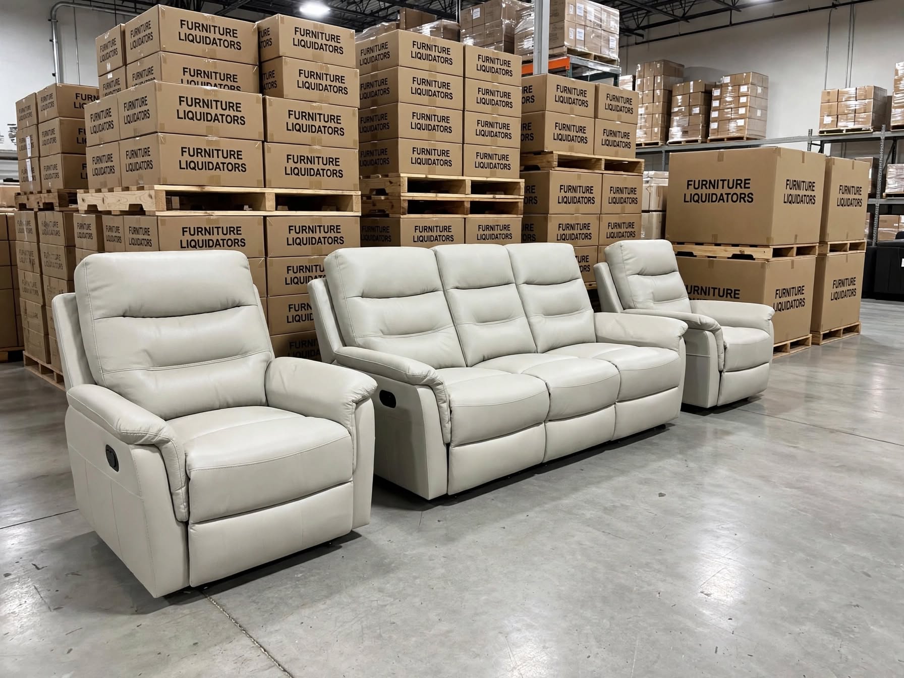 Barrett 3 Piece Leather Recliner Package In Grey