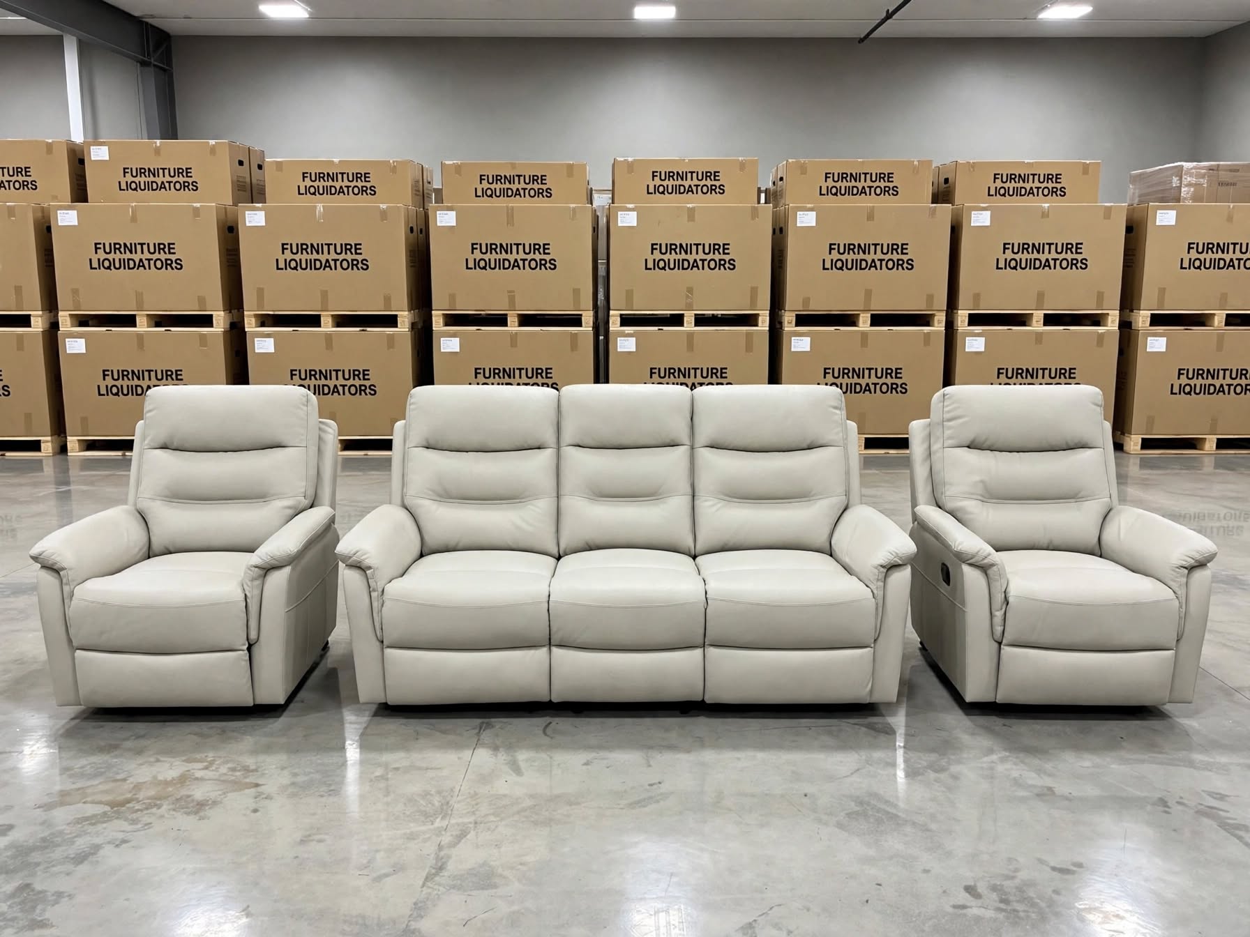 Barrett 3 Piece Leather Recliner Package In Grey
