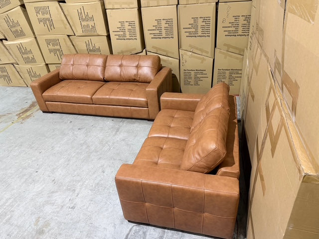 Abbie 3+2 Full Leather Lounge Tan Colour