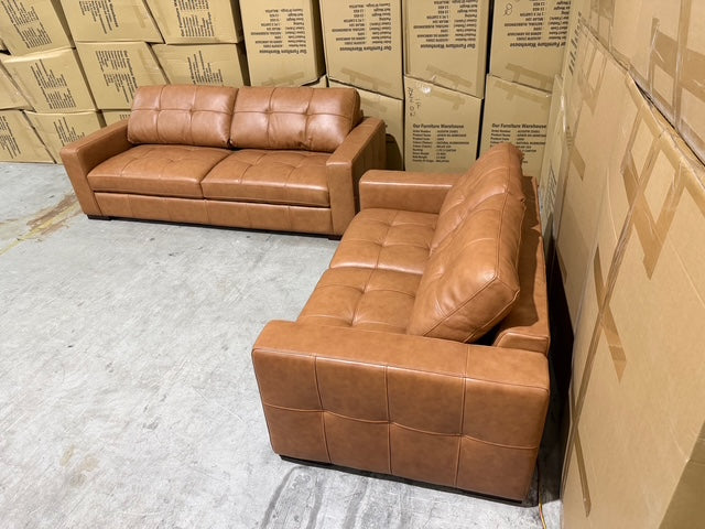 Abbie 3+2 Full Leather Lounge Tan Colour