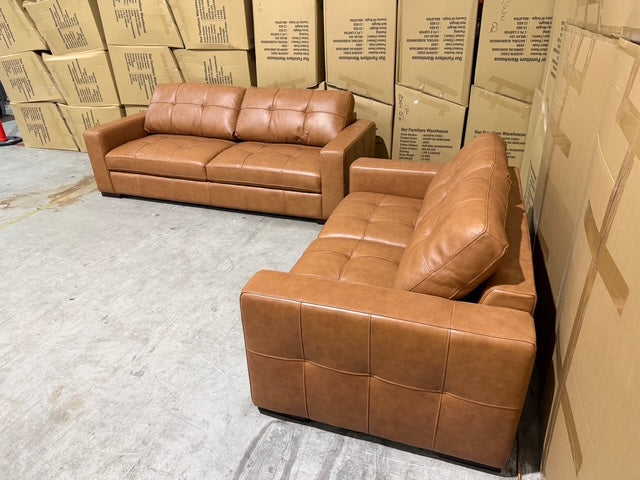 Abbie 3+2 Full Leather Lounge Tan Colour