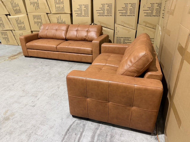 Abbie 3+2 Full Leather Lounge Tan Colour