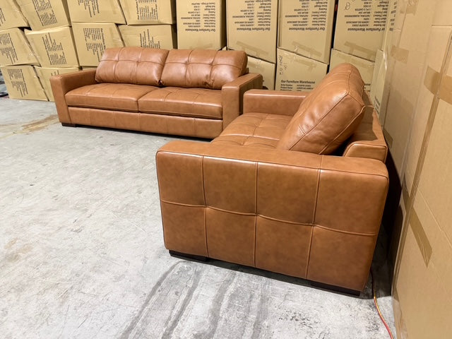 Abbie 3+2 Full Leather Lounge Tan Colour